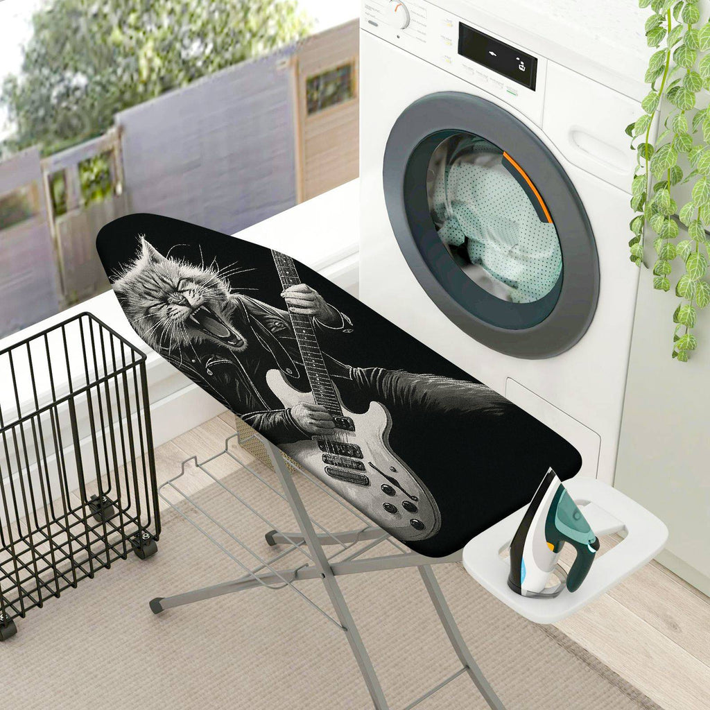 1-Piece Cat Guitar Rock  Ironing Board Cover, Universal Size, Without Board