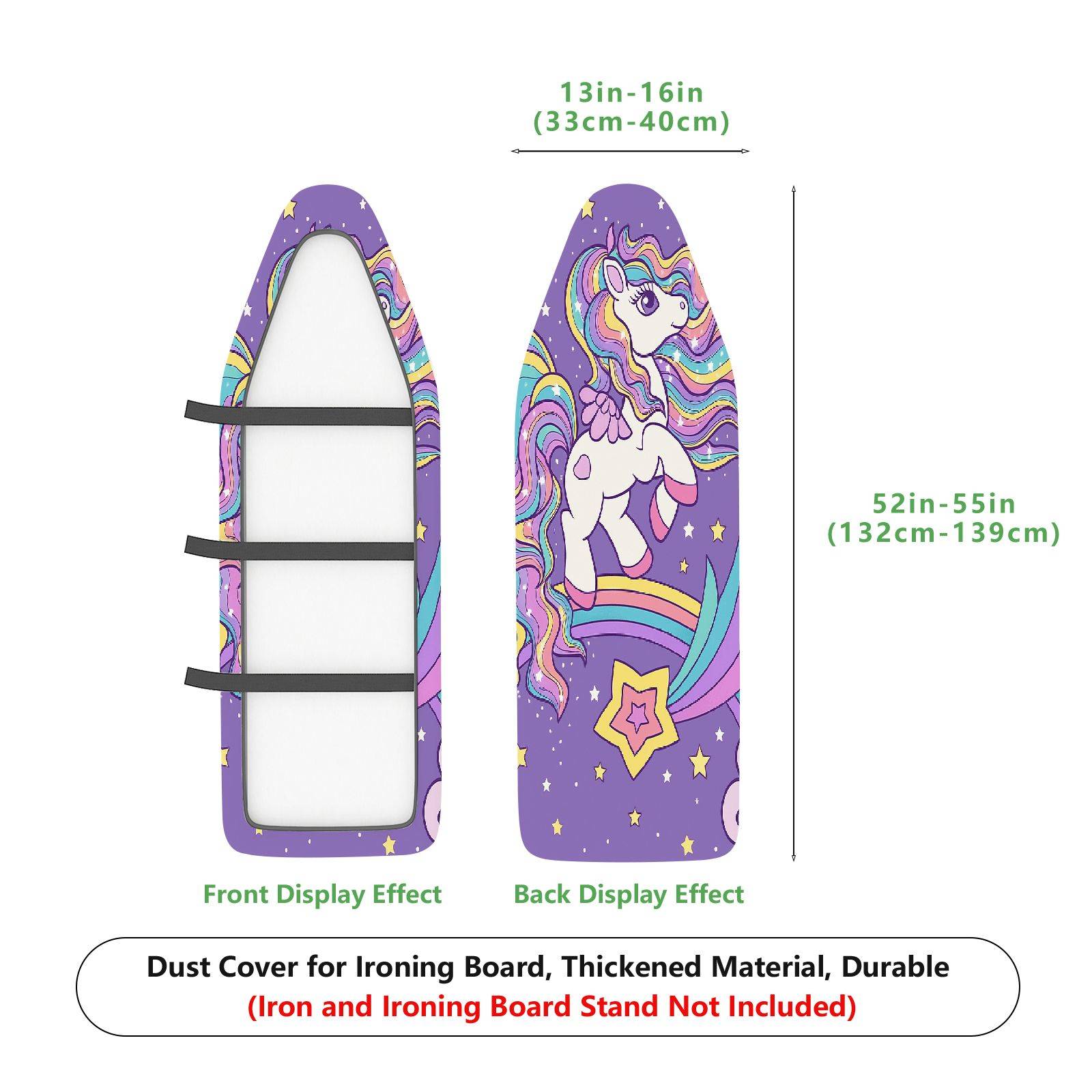 1-Piece Unicorn Rainbow Stars  Ironing Board Cover, Universal Size, Without Board