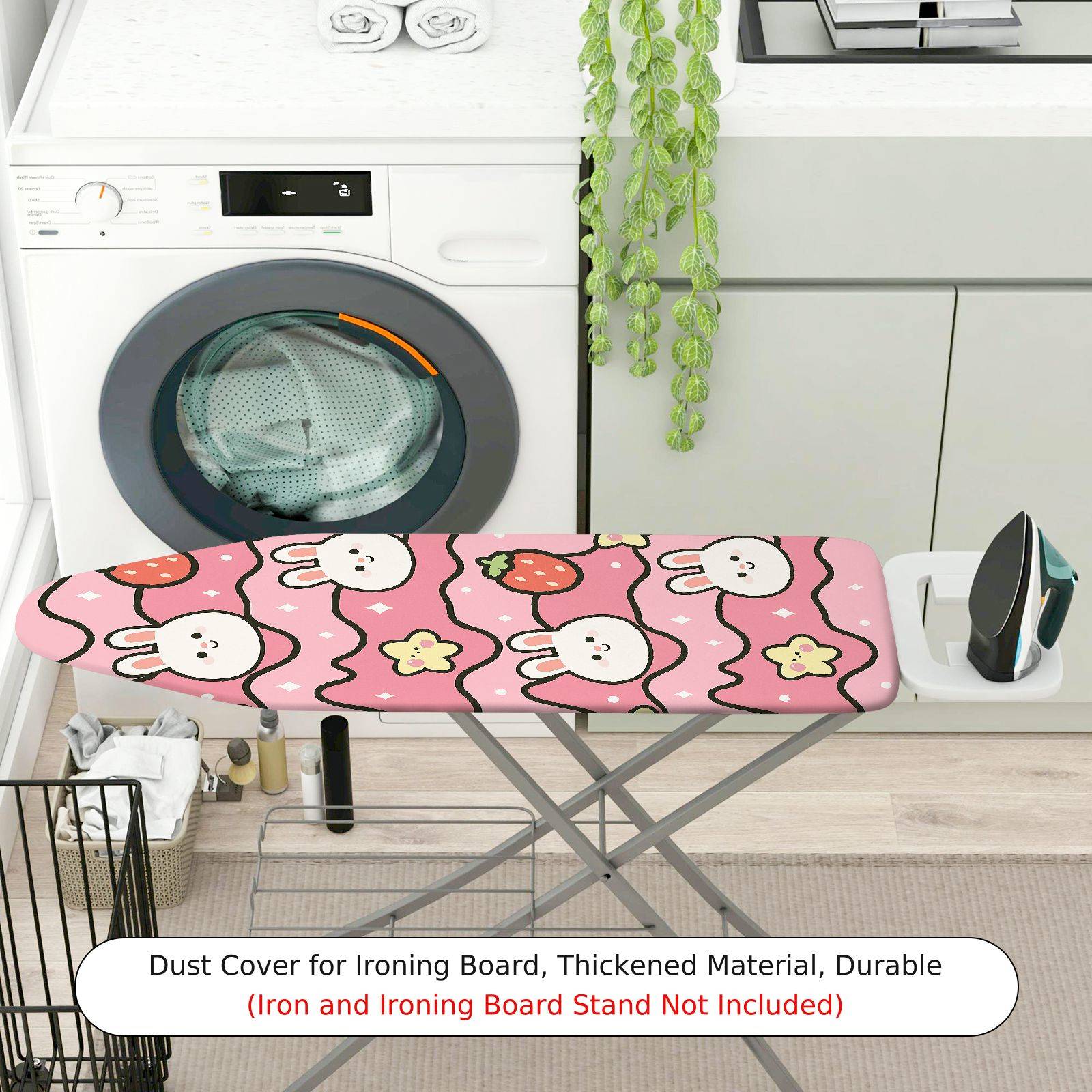 1-Piece Rabbit Strawberry Floral  Ironing Board Cover, Universal Size, Without Board