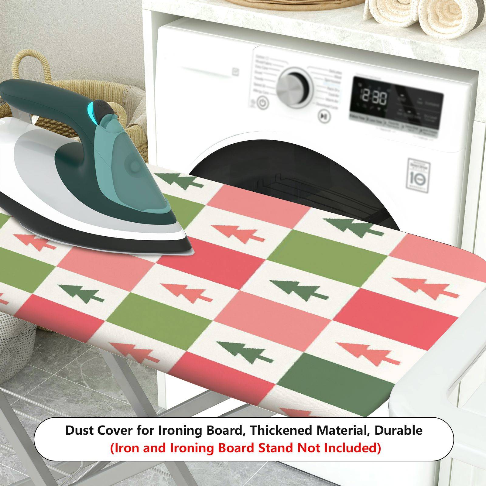 1-Piece Christmas Tree Pattern Decorative Red Green  Ironing Board Cover, Universal Size, Without Board