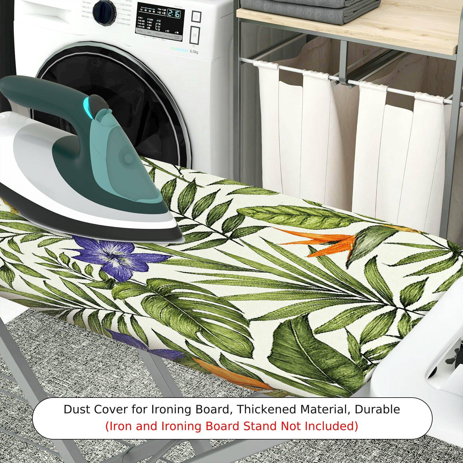 1-Piece Tropical Floral Leaf  Ironing Board Cover, Universal Size, Without Board
