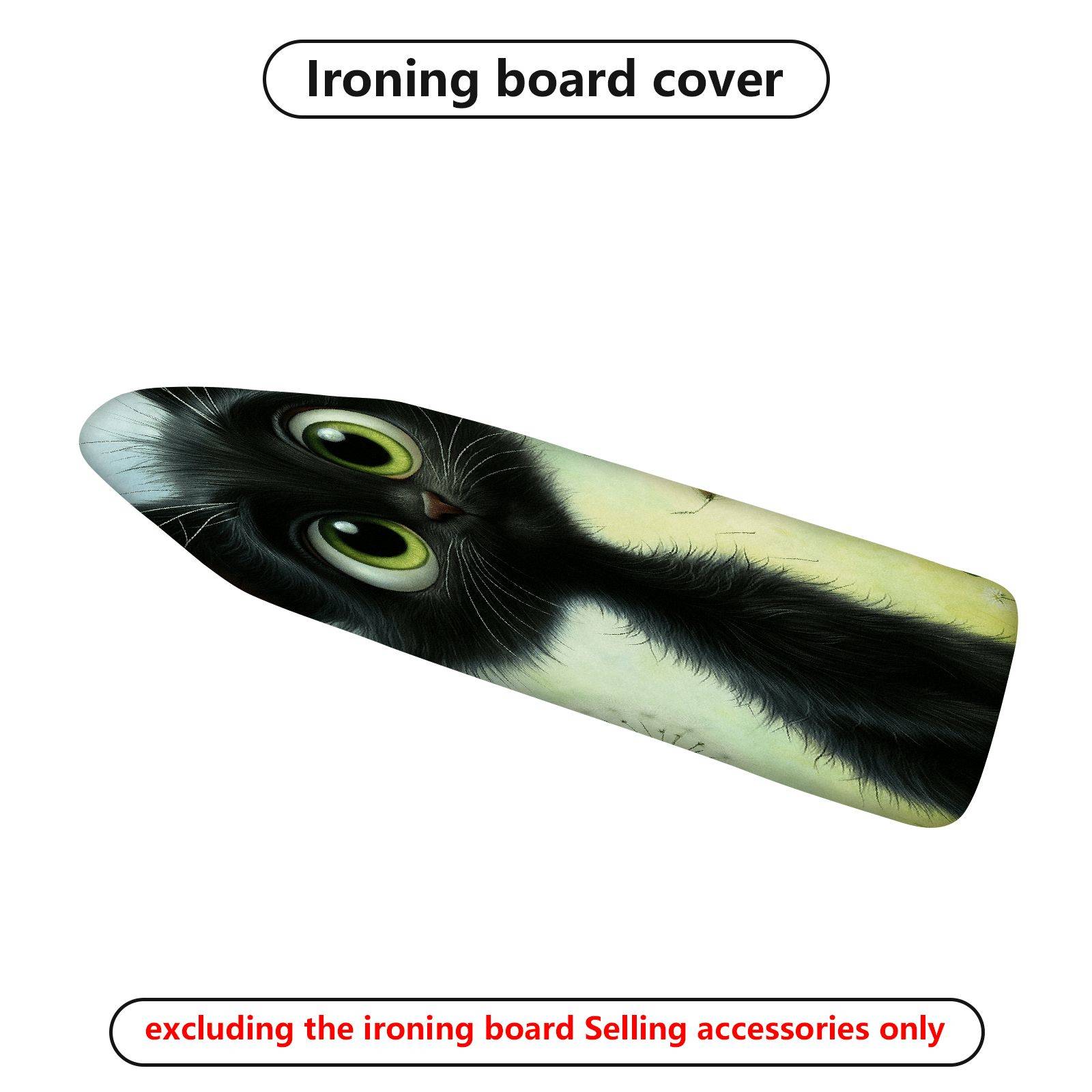1-Piece Black Cat Green Eyes Cute  Ironing Board Cover, Universal Size, Without Board