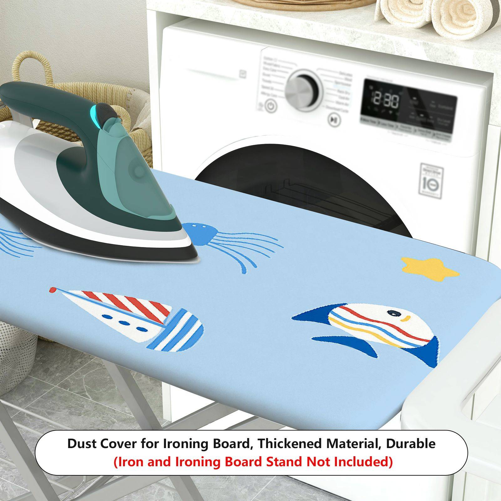 1-Piece Sea Fish Boat Star  Ironing Board Cover, Universal Size, Without Board