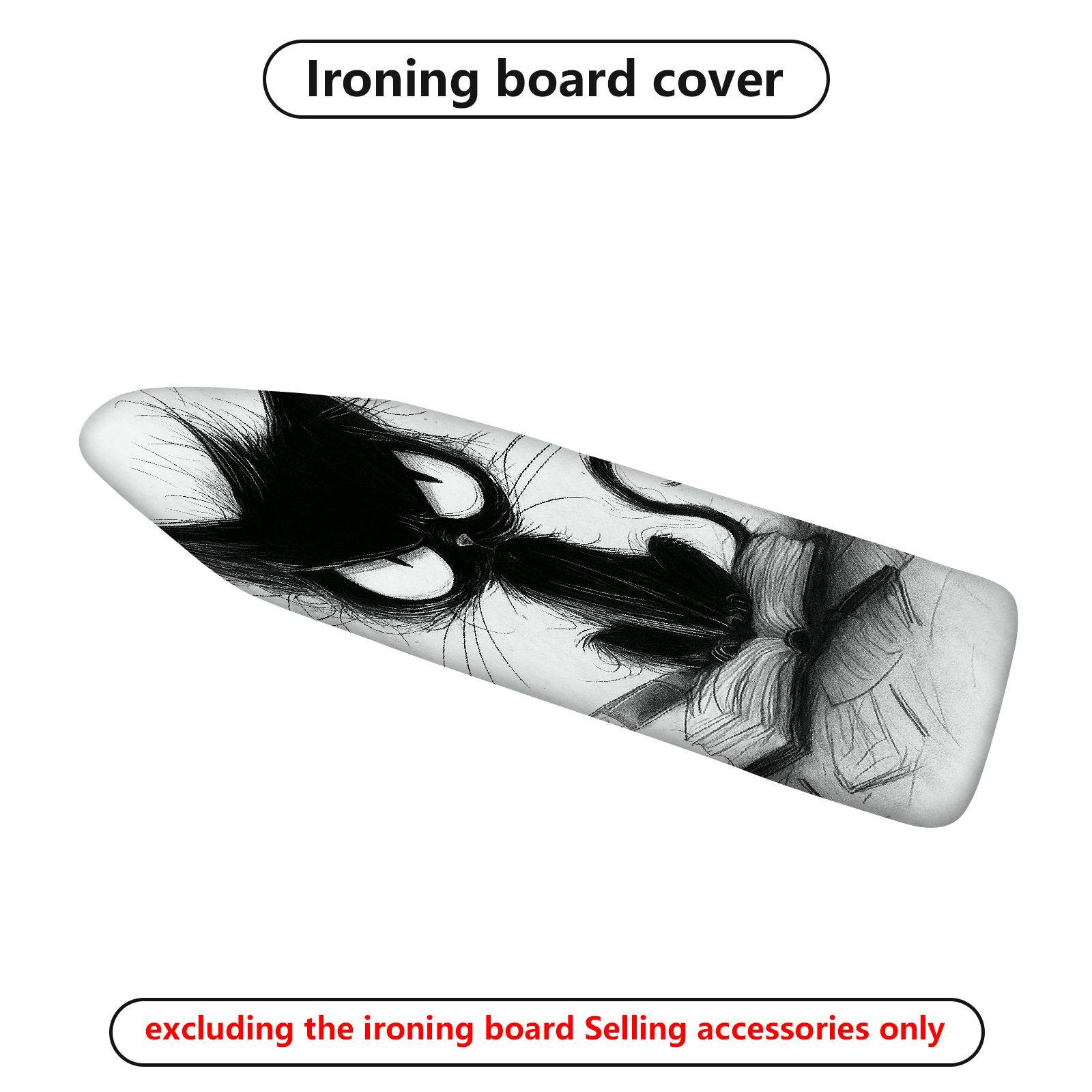 1-Piece Sketch Cat Feline Art  Ironing Board Cover, Universal Size, Without Board