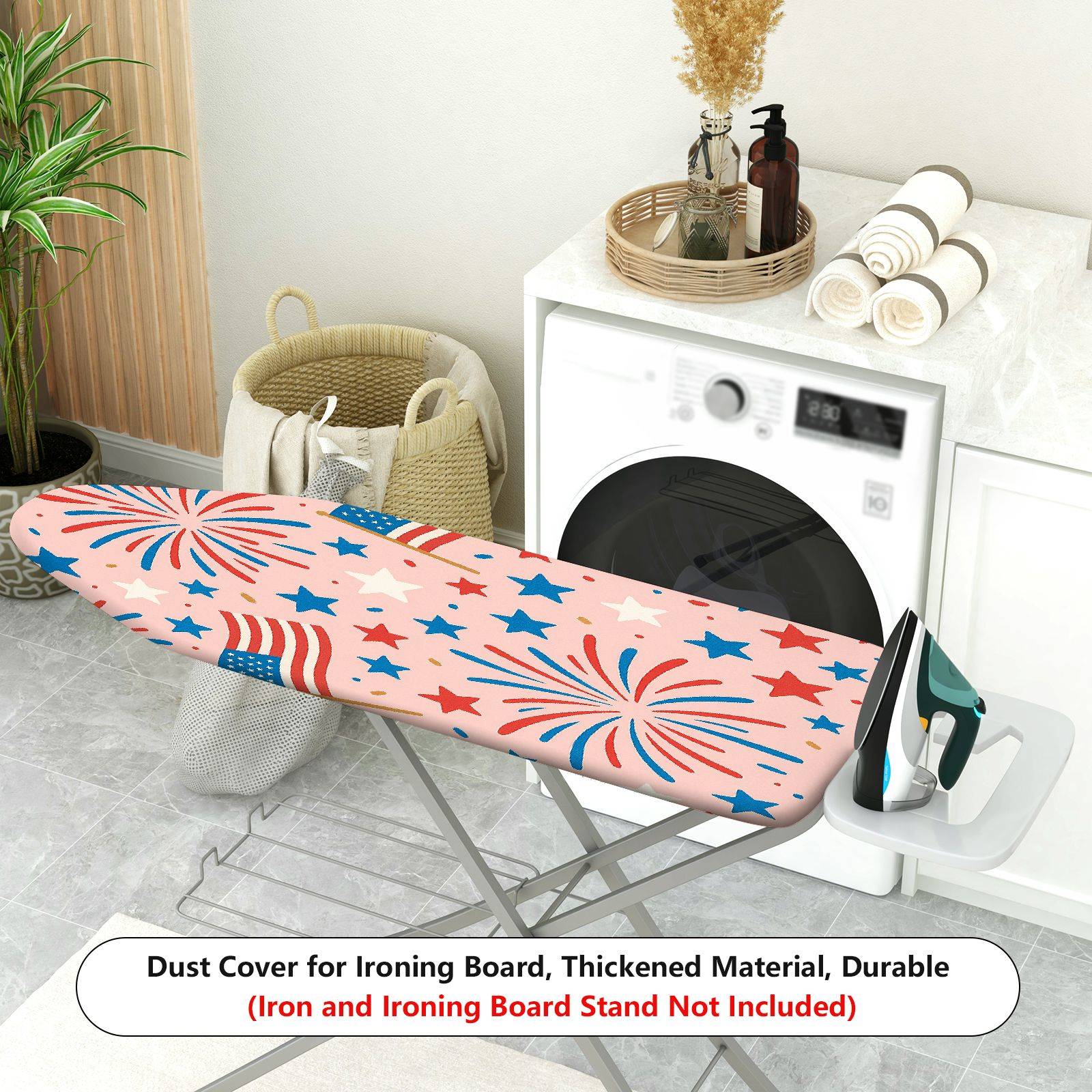 1-Piece Patriotic Fireworks Stars  Ironing Board Cover, Universal Size, Without Board