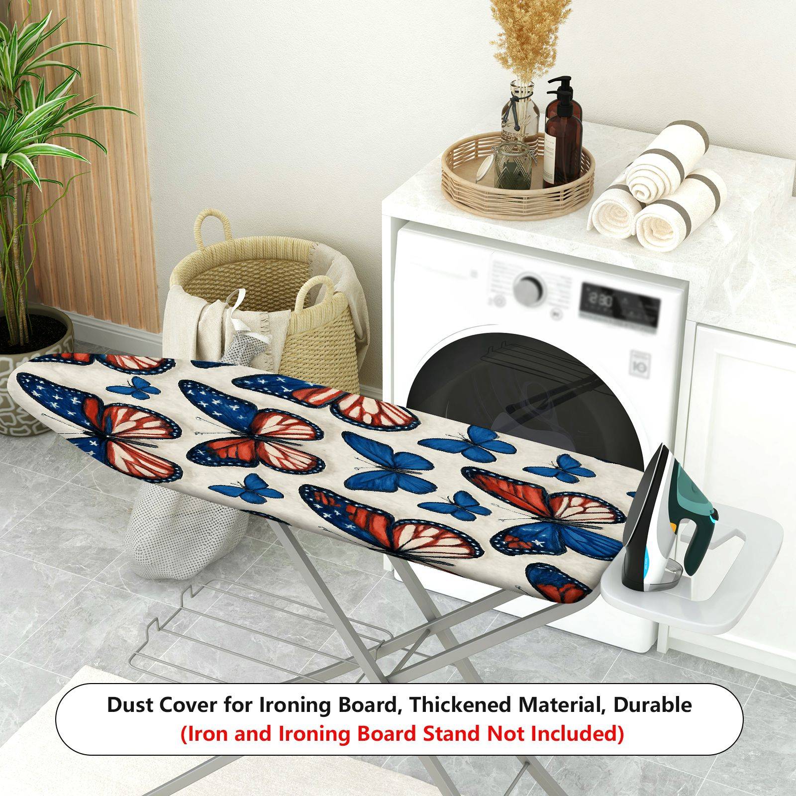 1-Piece Butterfly Stars Pattern Blue Red  Ironing Board Cover, Universal Size, Without Board