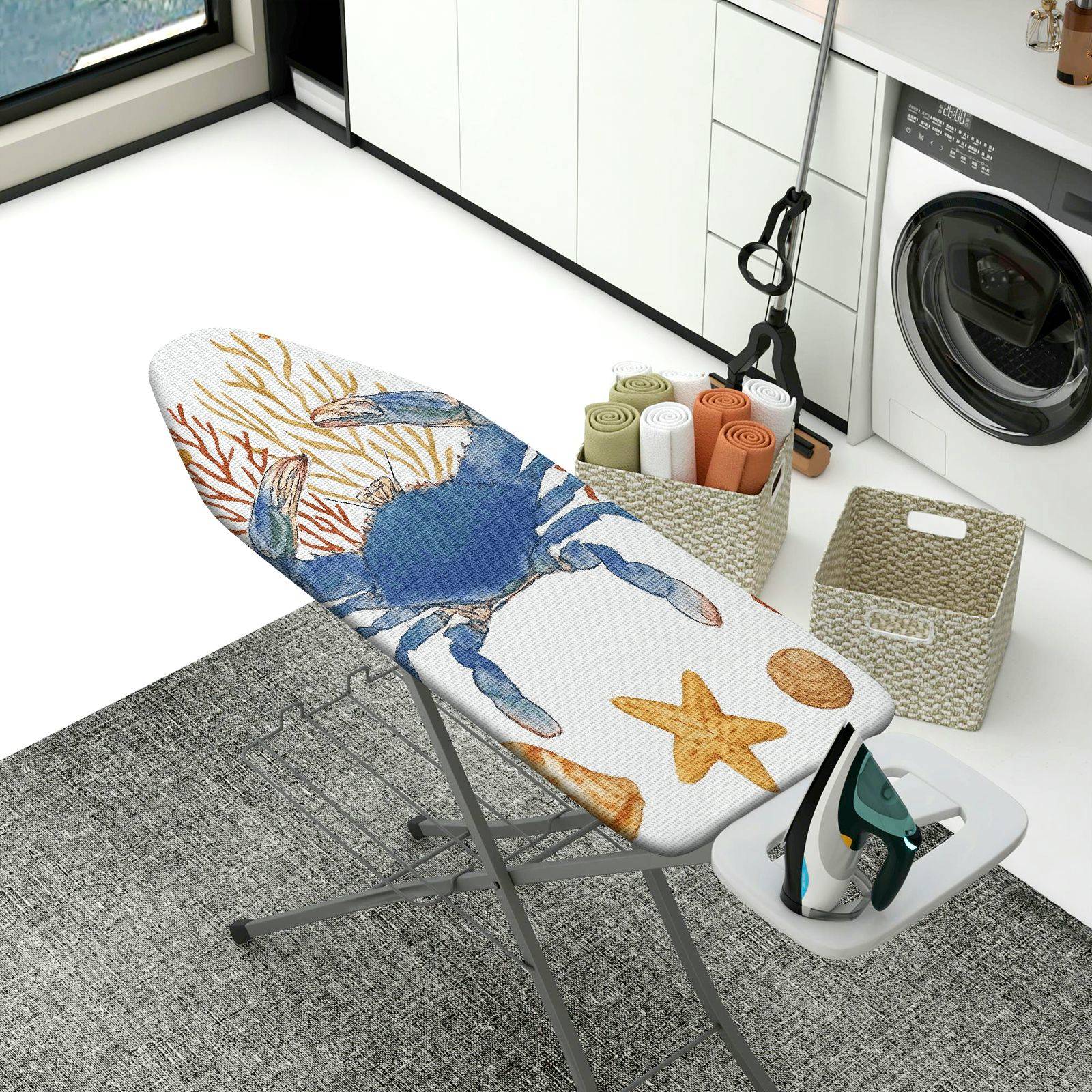 1-Piece Ocean Crab Starfish  Ironing Board Cover, Universal Size, Without Board
