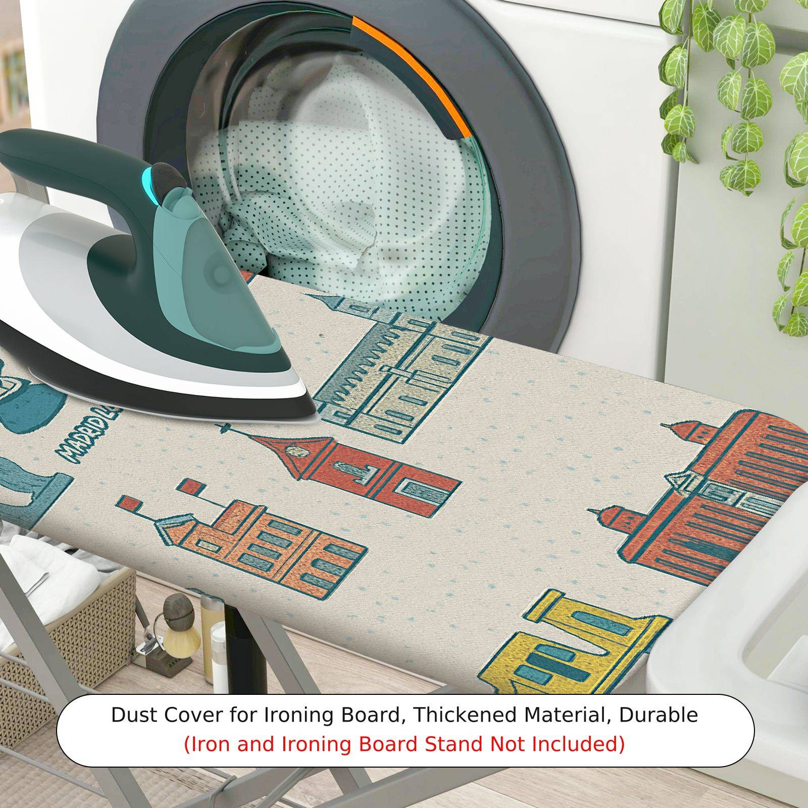 1-Piece Retro Vintage Architecture  Ironing Board Cover, Universal Size, Without Board