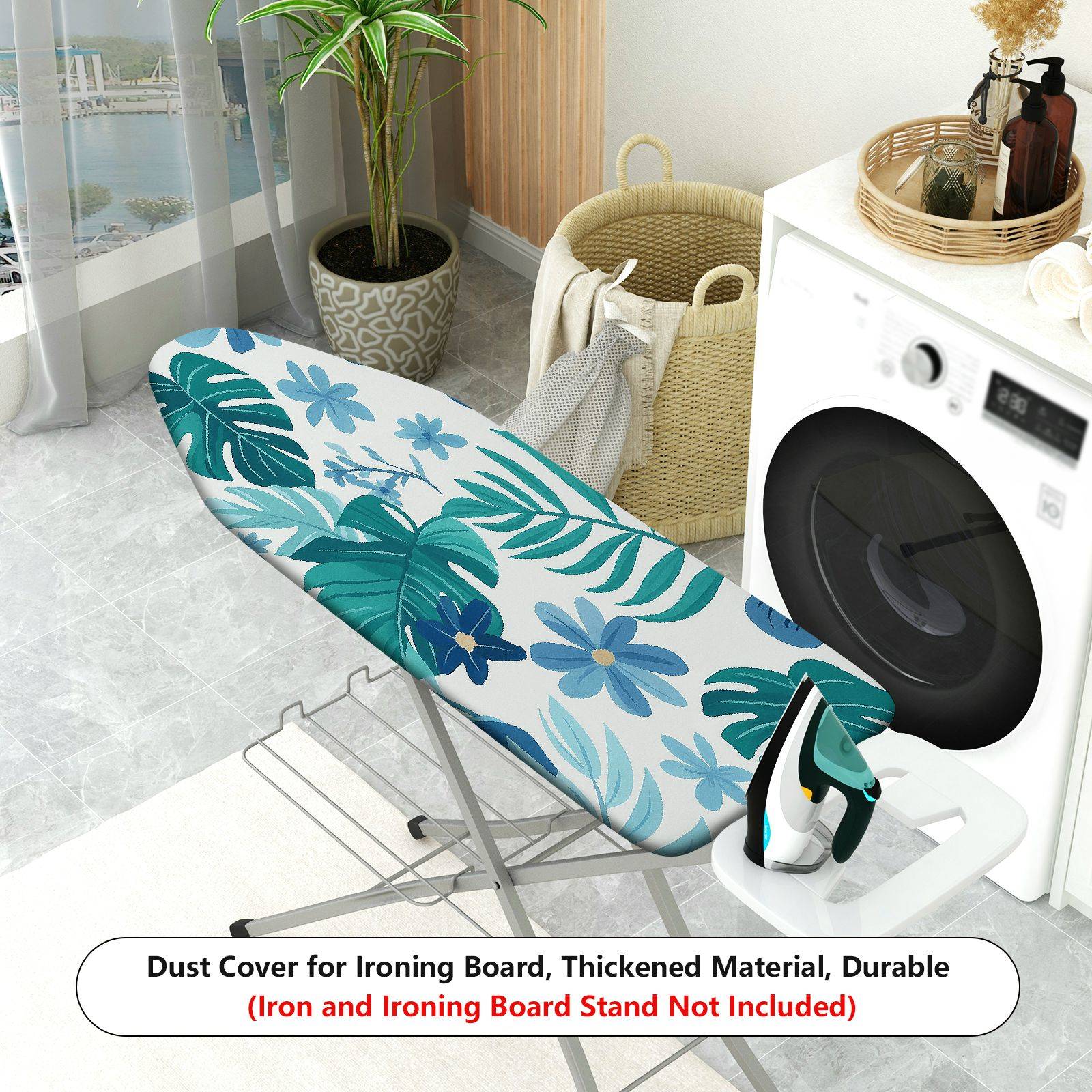 1-Piece Tropical Floral Leaf Design  Ironing Board Cover, Universal Size, Without Board