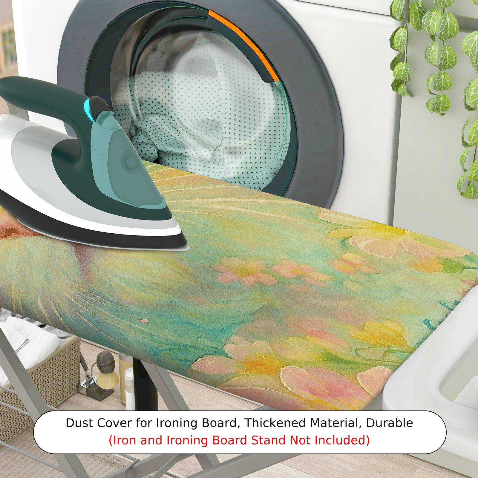 1-Piece Cat Floral Art  Ironing Board Cover, Universal Size, Without Board