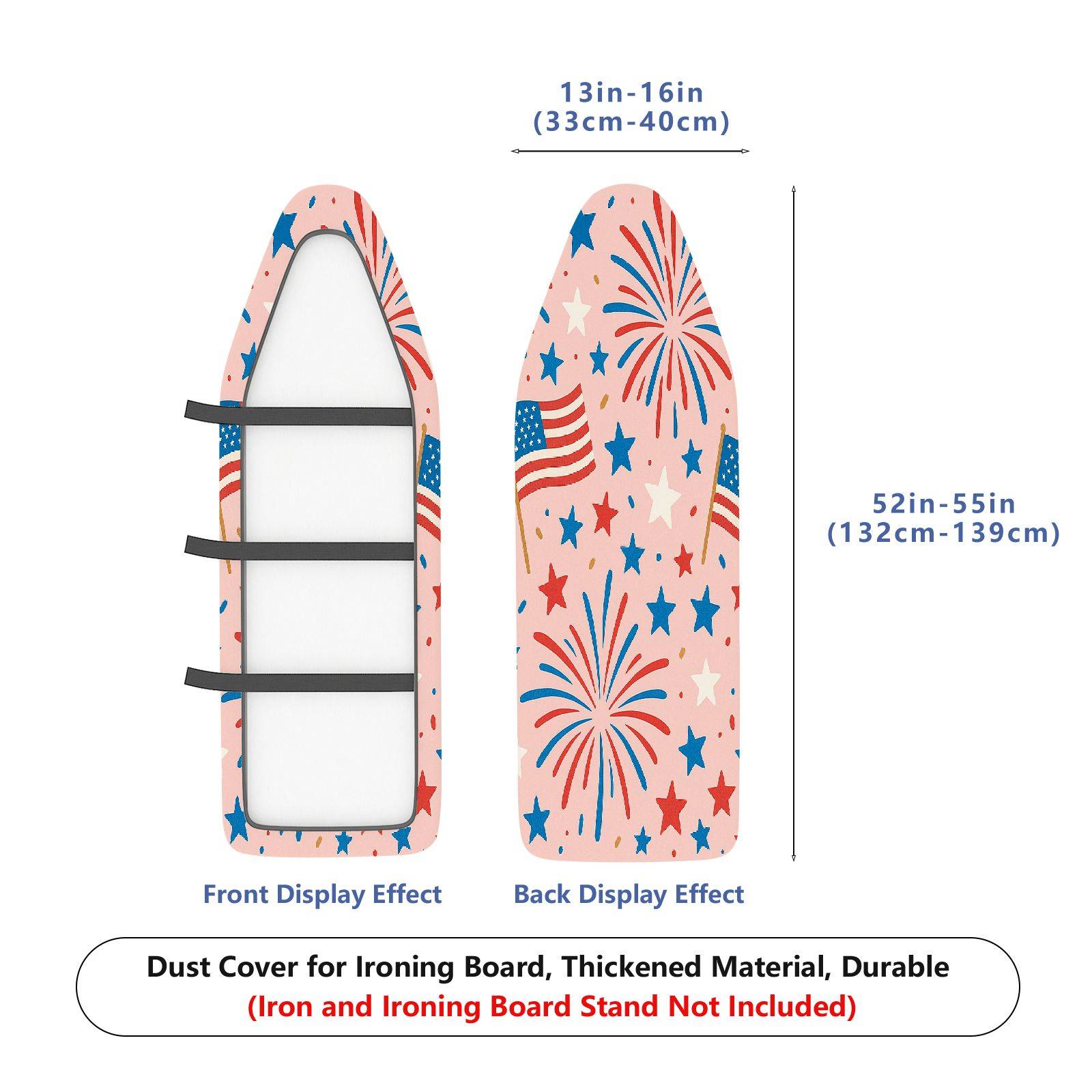 1-Piece Patriotic Fireworks Stars  Ironing Board Cover, Universal Size, Without Board