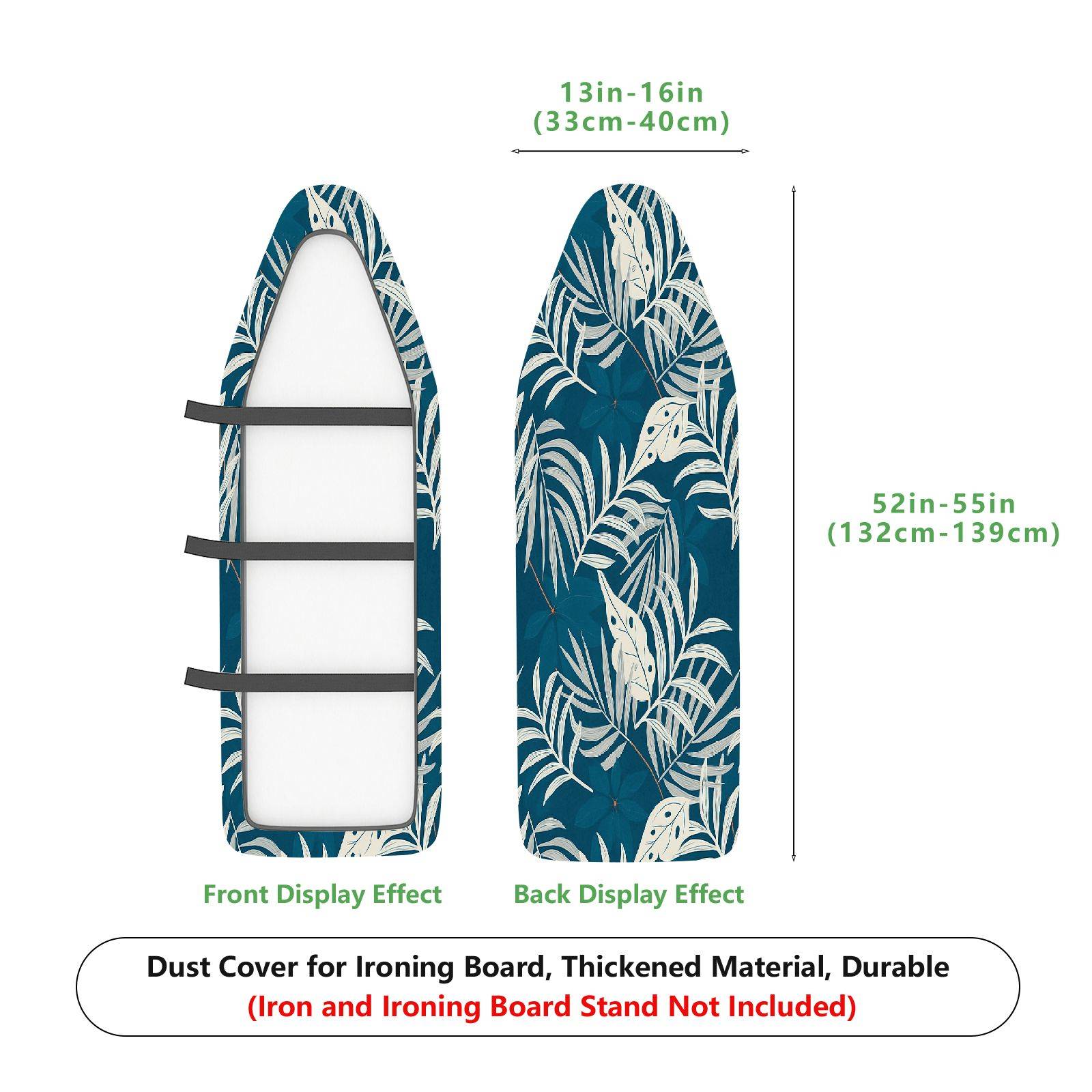 1-Piece Leaf Tropical Pattern Blue  Ironing Board Cover, Universal Size, Without Board