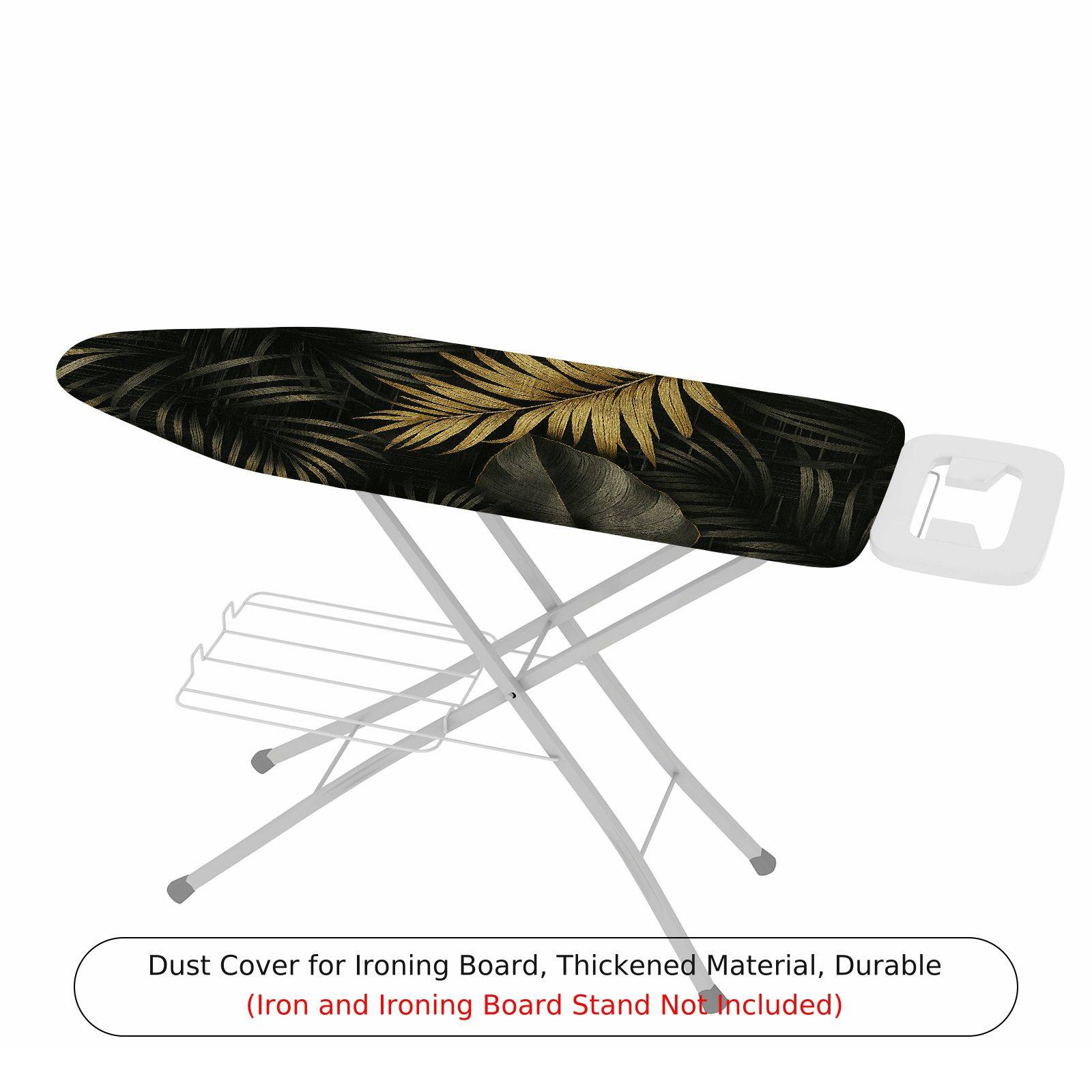 1-Piece Tropical Leaf Black Gold  Ironing Board Cover, Universal Size, Without Board
