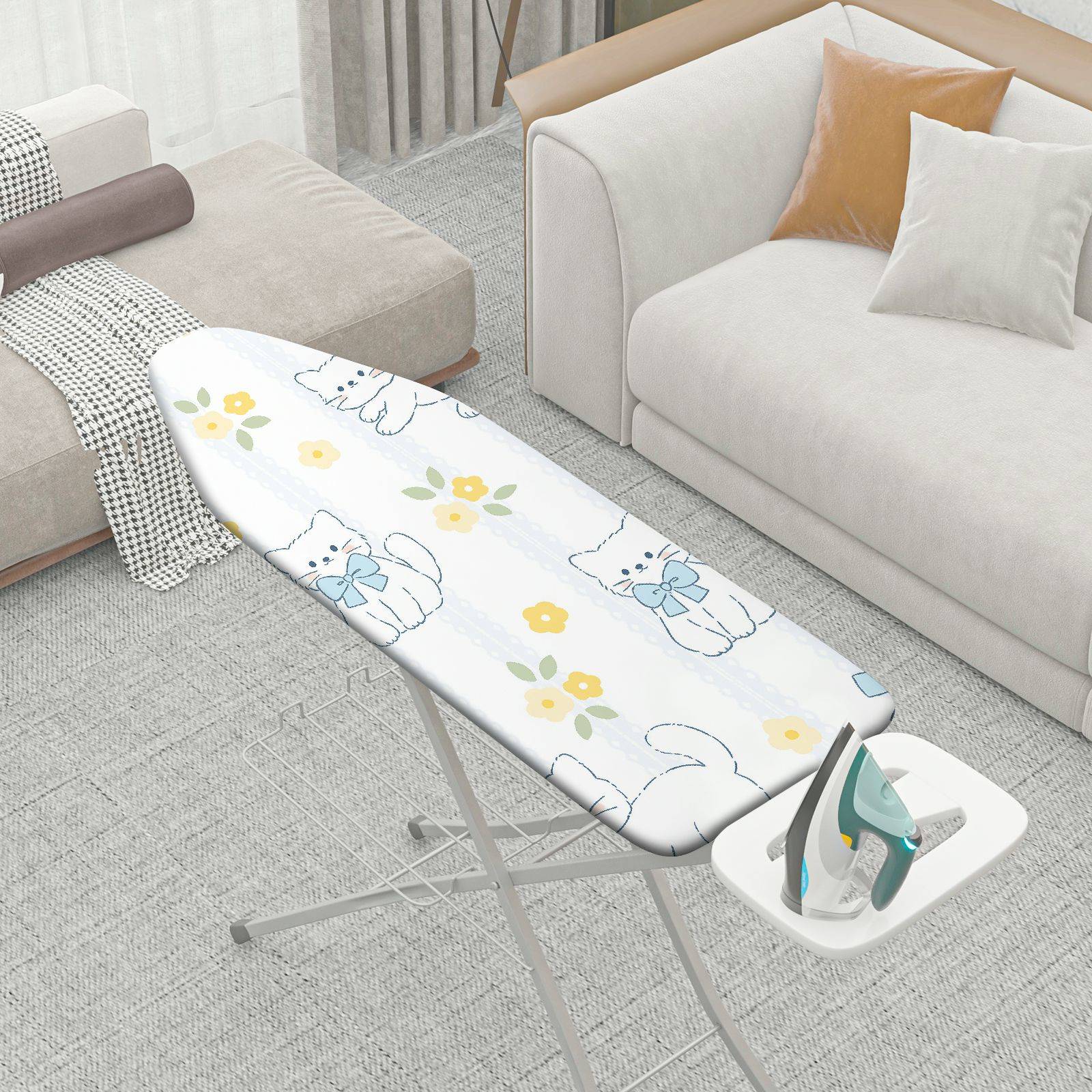 1-Piece Cat Flower  Ironing Board Cover, Universal Size, Without Board