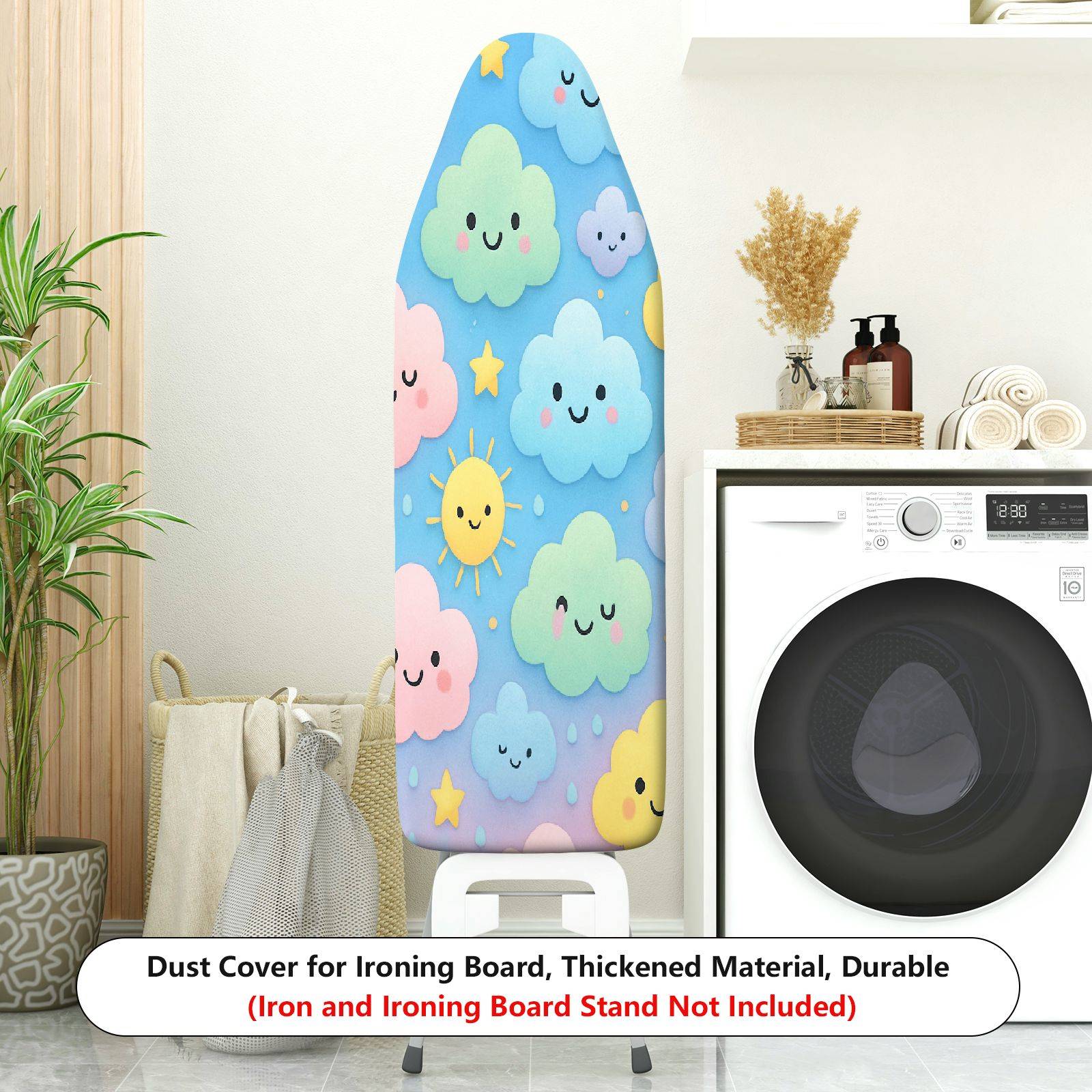 1-Piece Colorful Clouds Stars Smiley Face  Ironing Board Cover, Universal Size, Without Board
