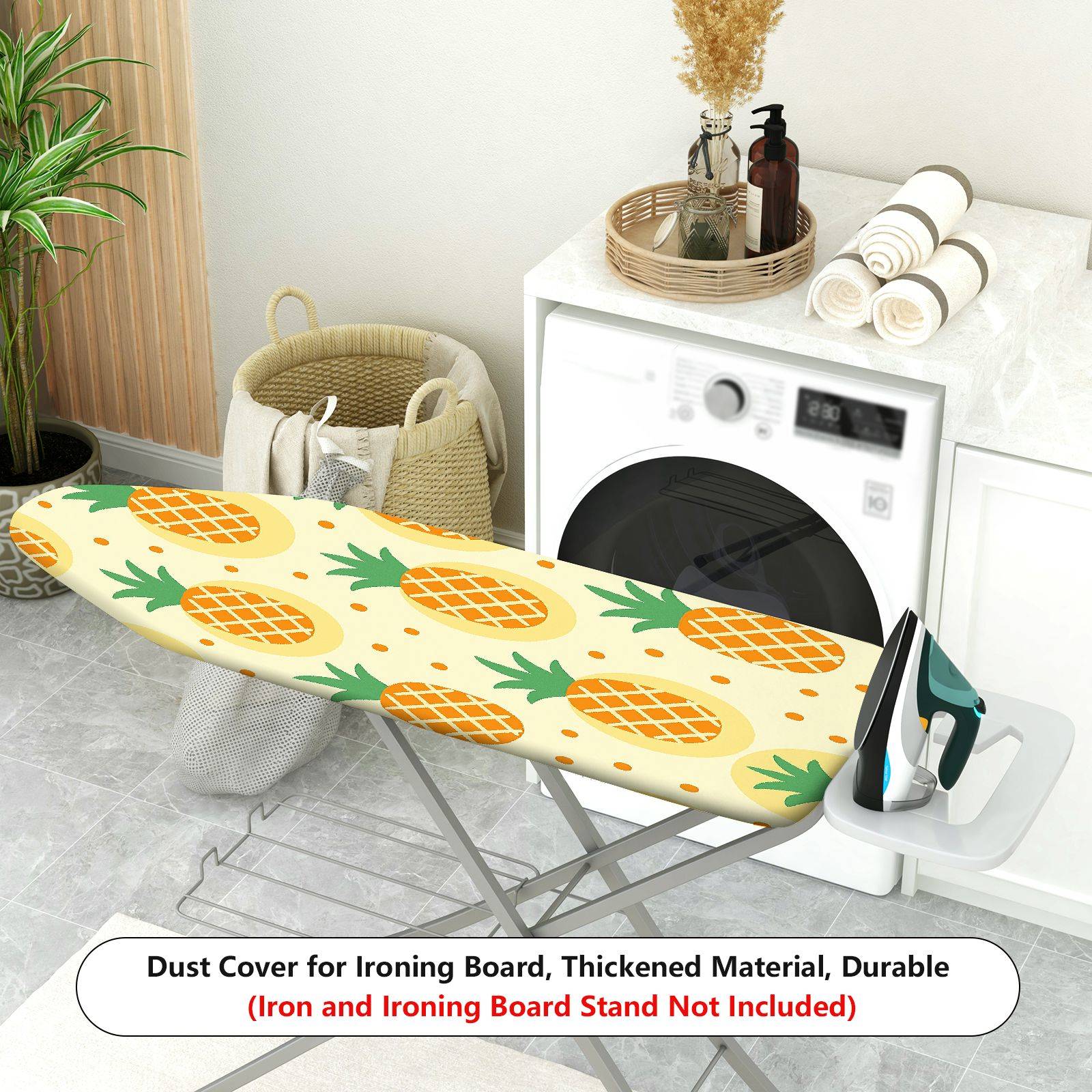 1-Piece Pineapple Pattern Fresh Yellow Tropical  Ironing Board Cover, Universal Size, Without Board