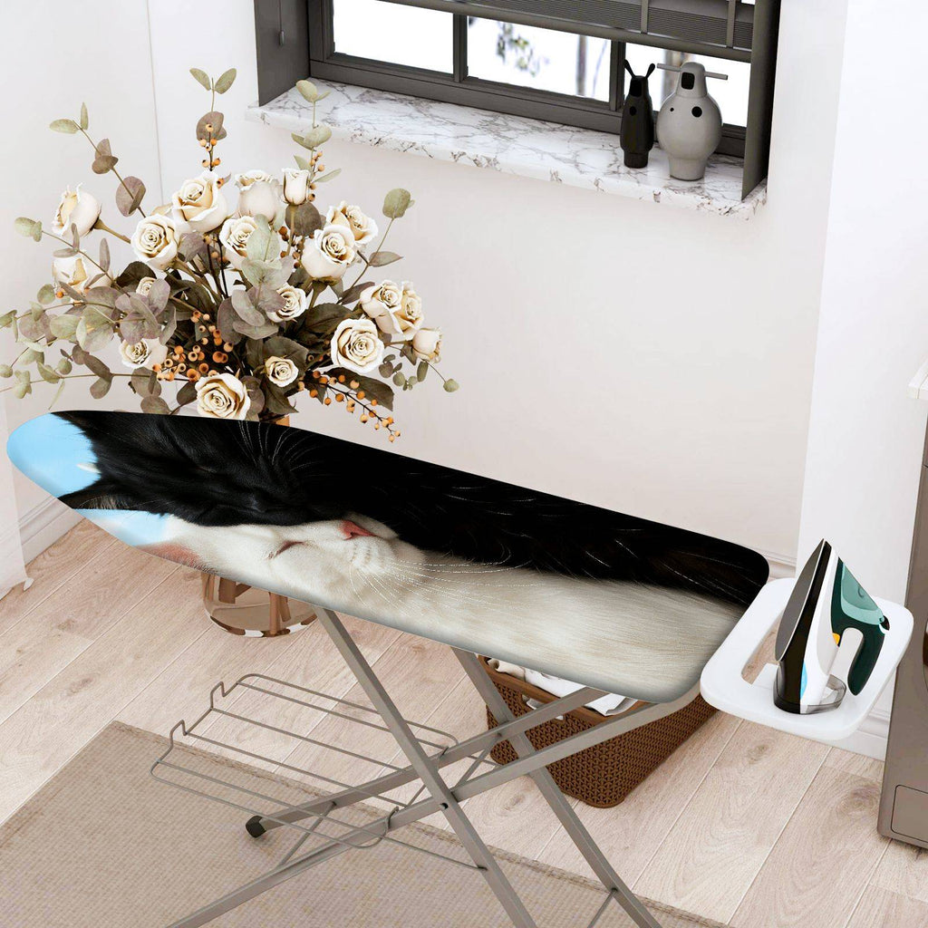 1-Piece Cat Black White Sleeping  Ironing Board Cover, Universal Size, Without Board