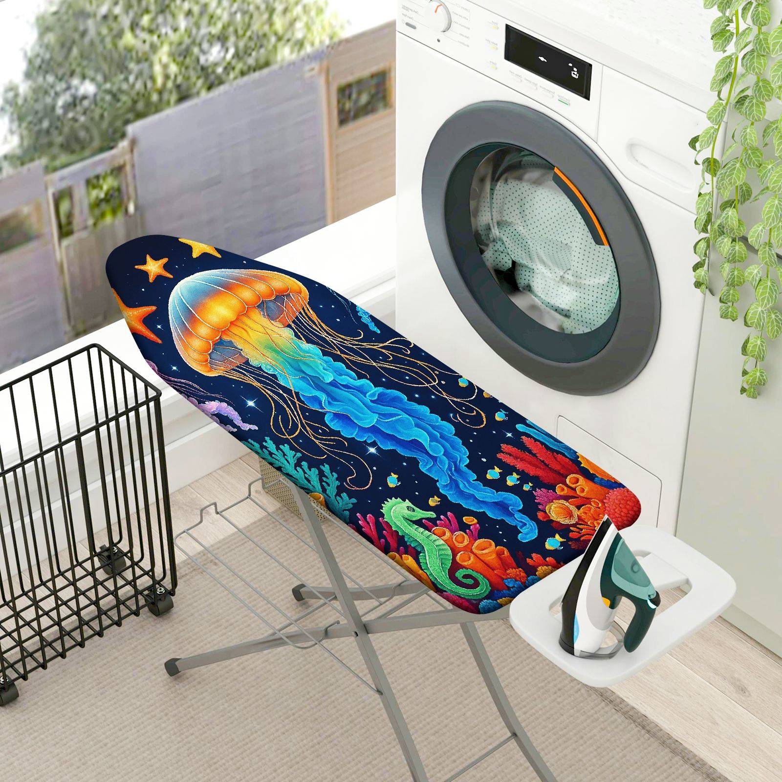 1-Piece Jellyfish Ocean Star Sea Creature  Ironing Board Cover, Universal Size, Without Board