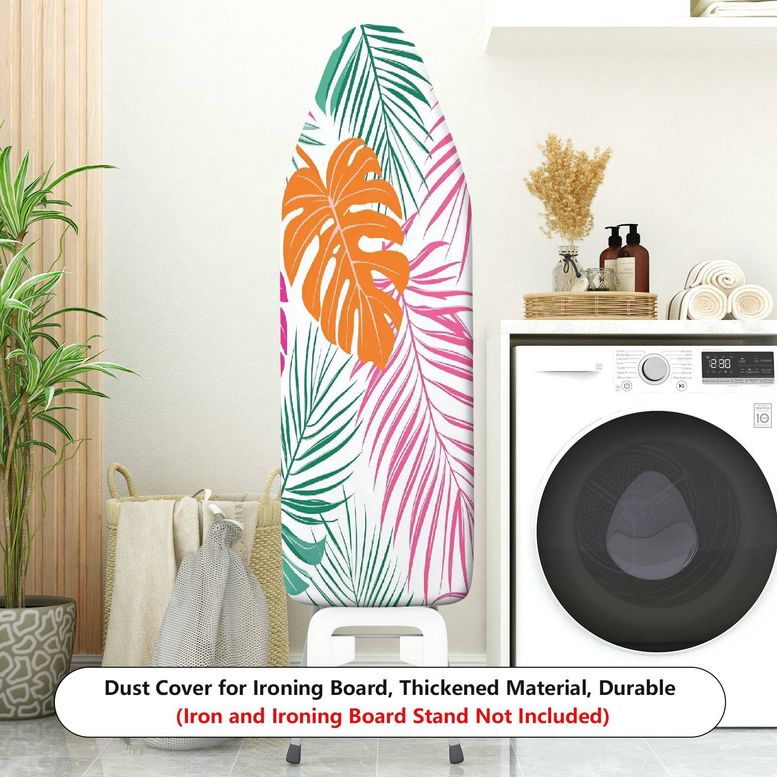 1-Piece Tropical Leaf Floral Colorful  Ironing Board Cover, Universal Size, Without Board