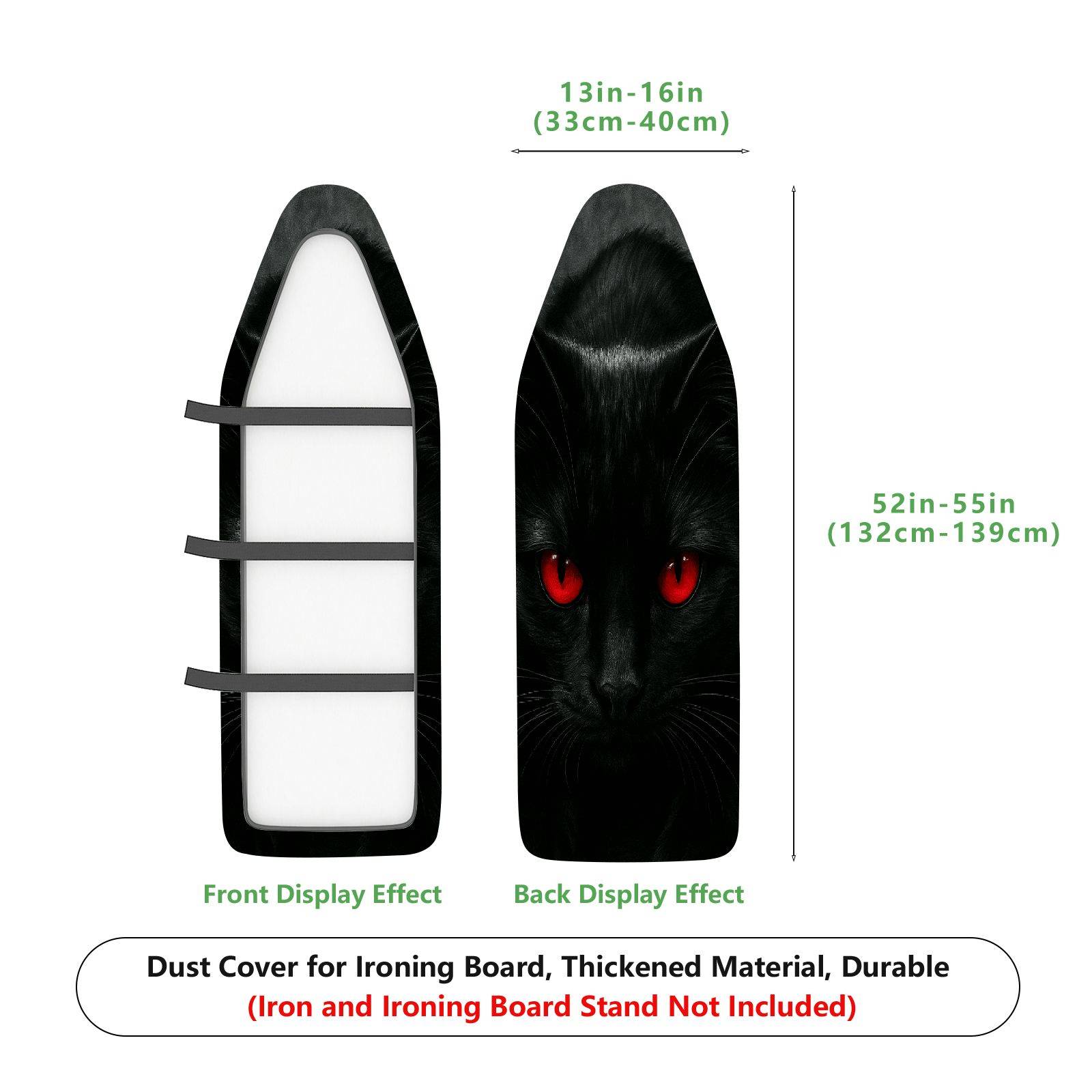 1-Piece Black Cat Red Eyes Halloween  Ironing Board Cover, Universal Size, Without Board
