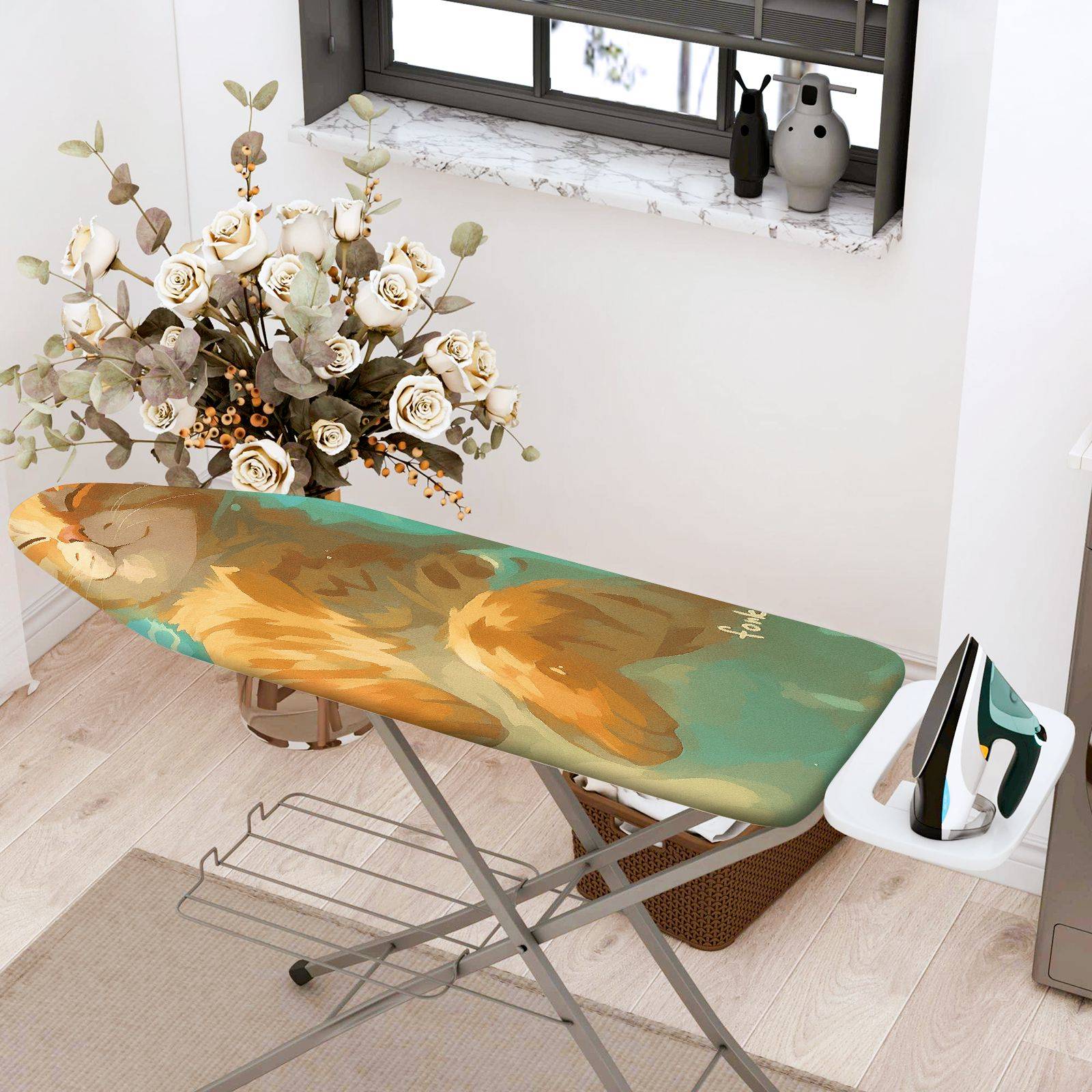1-Piece Orange Cat  Ironing Board Cover, Universal Size, Without Board