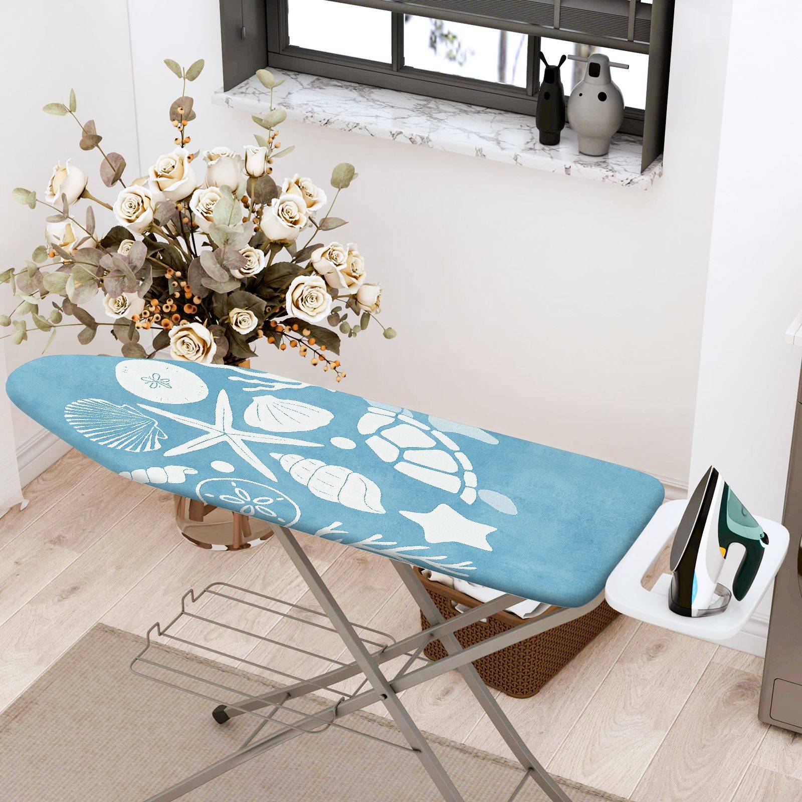 1-Piece Starfish Conch Turtle  Ironing Board Cover, Universal Size, Without Board