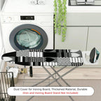 1-Piece Black White Heart Pattern Checkered Striped  Ironing Board Cover, Universal Size, Without Board