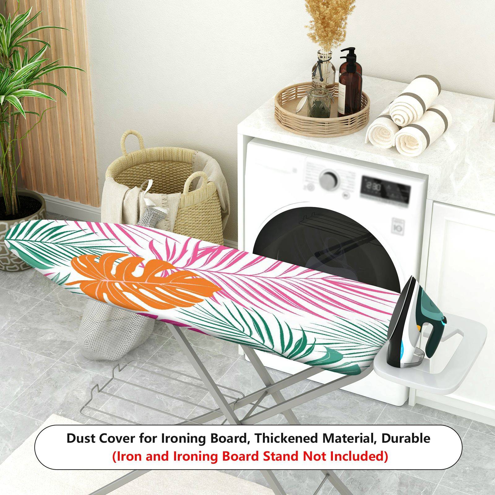 1-Piece Tropical Leaf Floral Colorful  Ironing Board Cover, Universal Size, Without Board
