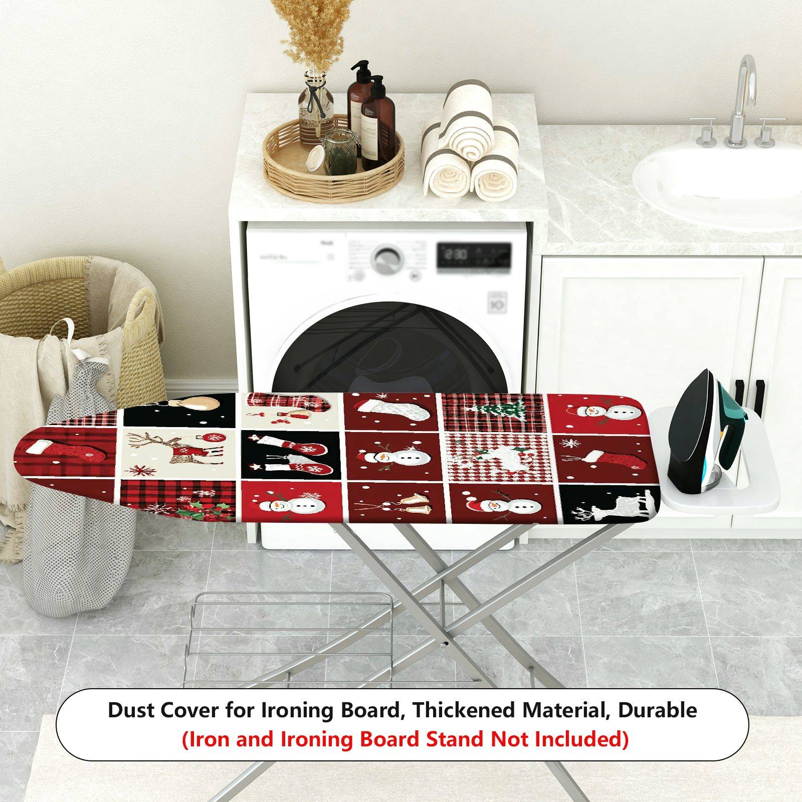 1-Piece Snowman Reindeer Stockings  Ironing Board Cover, Universal Size, Without Board
