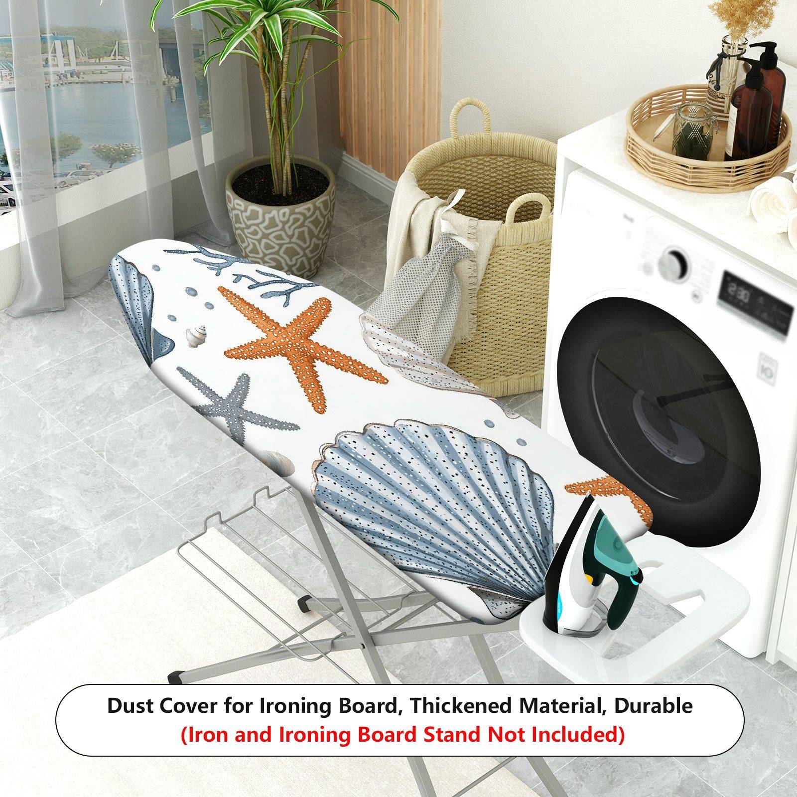 1-Piece Seashell Starfish Coral  Ironing Board Cover, Universal Size, Without Board