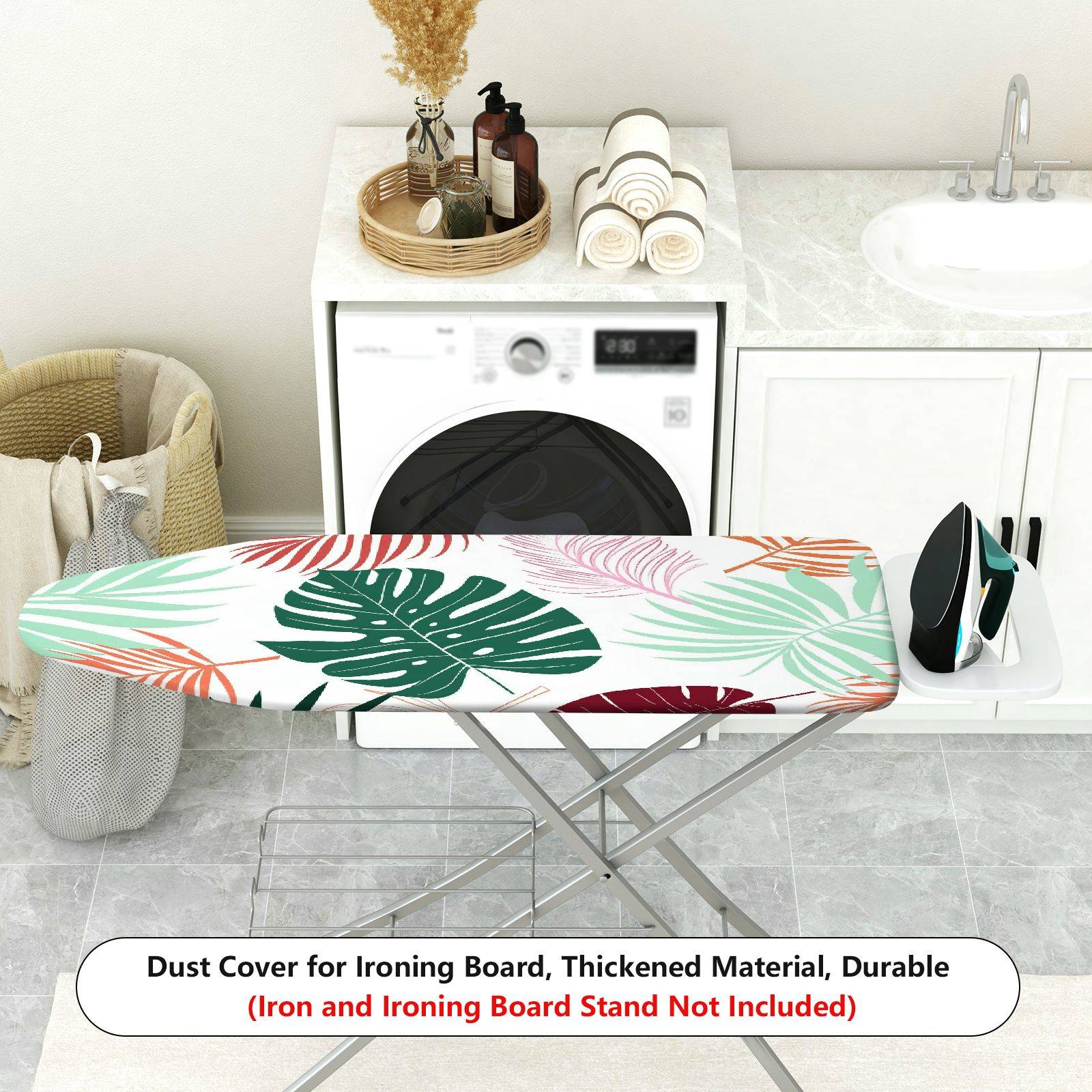 1-Piece Tropical Leaves Floral Nature  Ironing Board Cover, Universal Size, Without Board