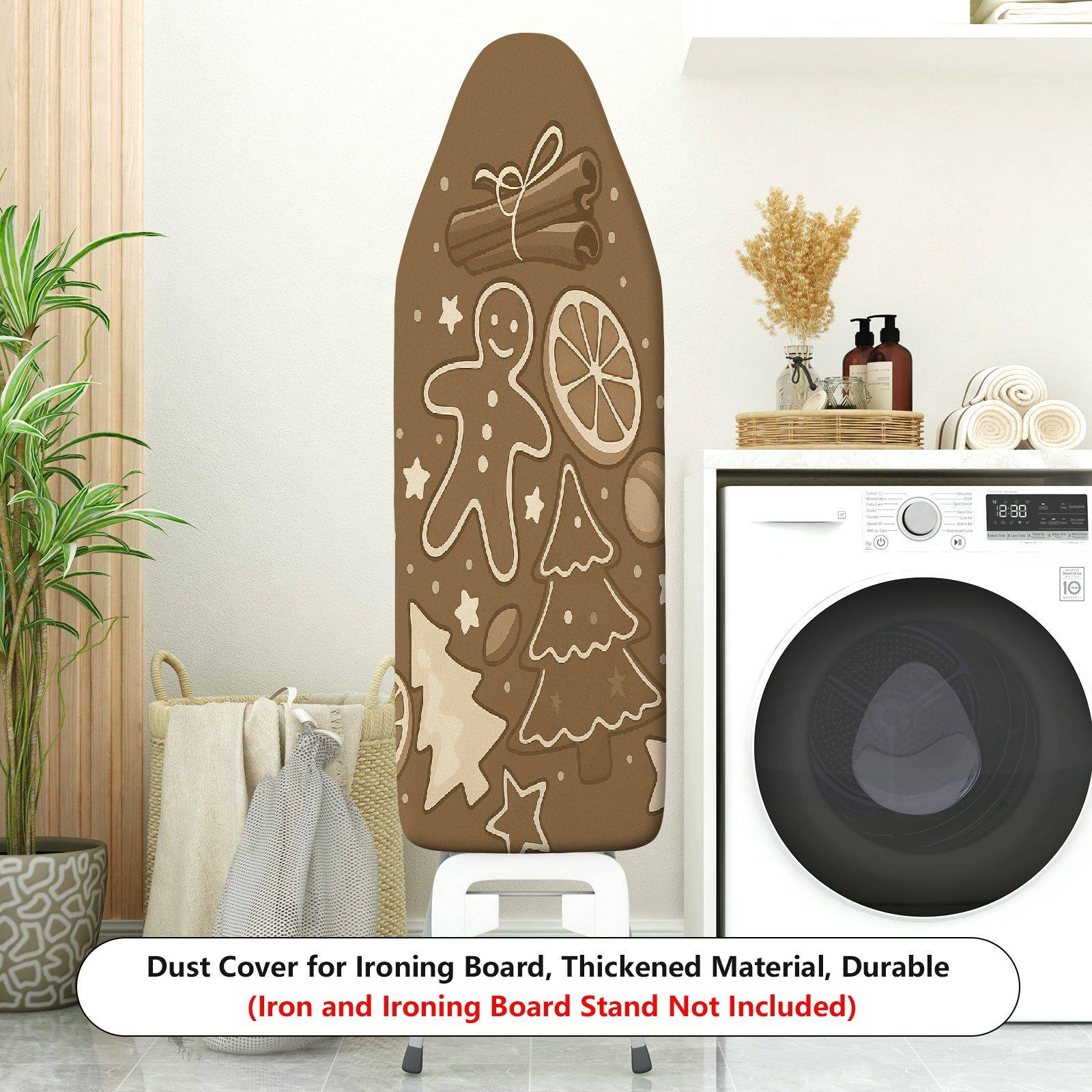 1-Piece Gingerbread Christmas Tree Cinnamon  Ironing Board Cover, Universal Size, Without Board