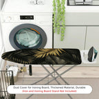 1-Piece Tropical Leaf Black Gold  Ironing Board Cover, Universal Size, Without Board
