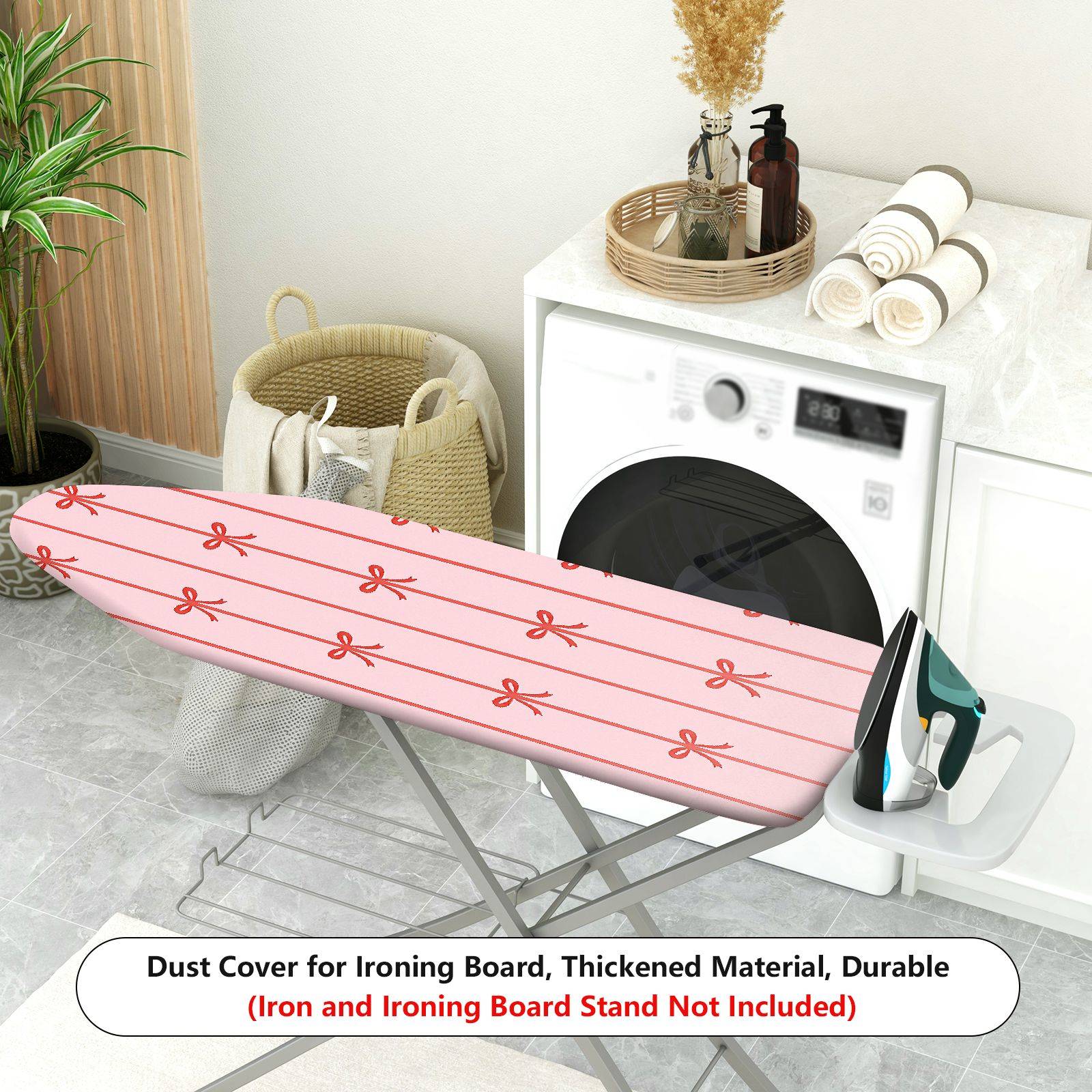 1-Piece Red Bowknot Pink Striped  Ironing Board Cover, Universal Size, Without Board