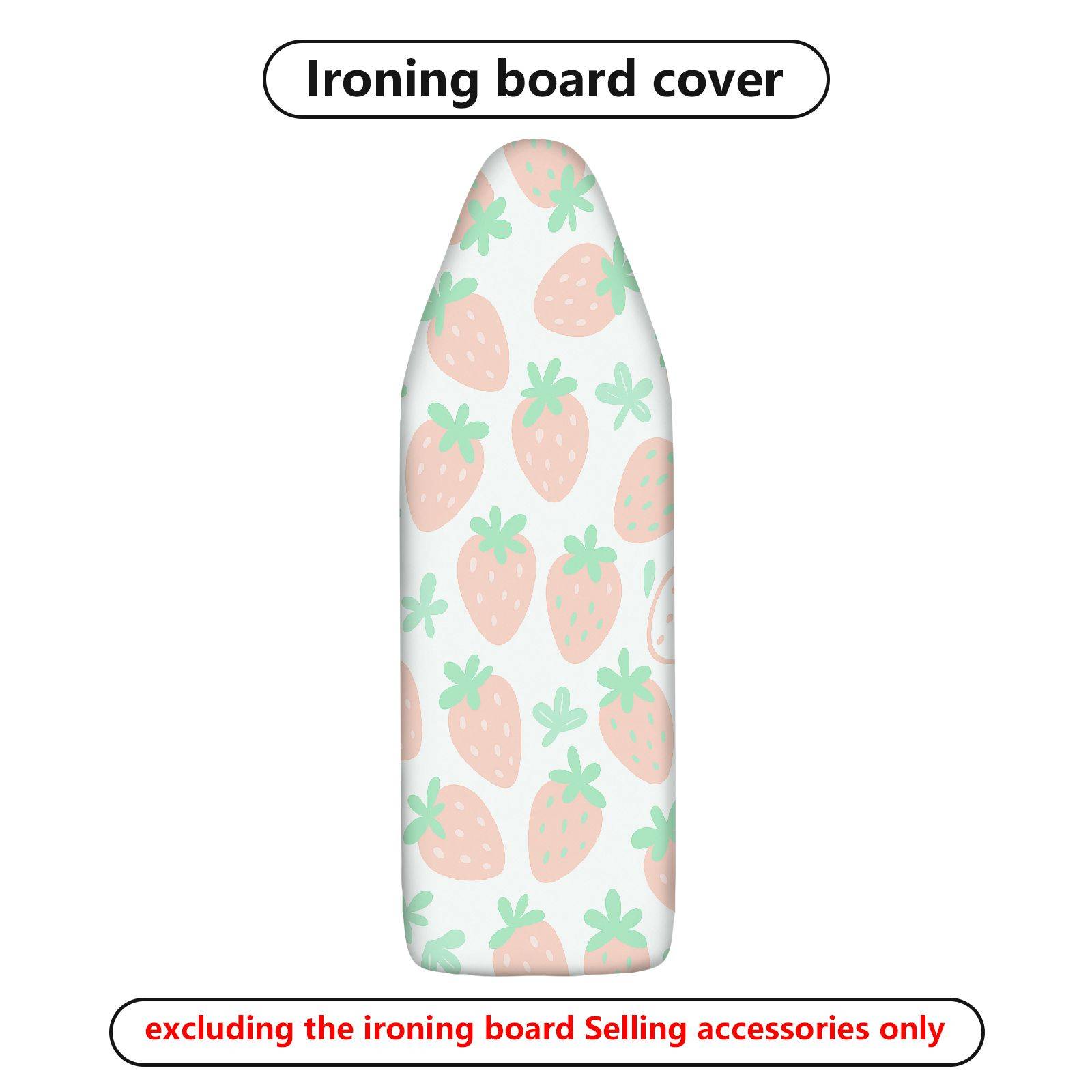 1-Piece Strawberry White Green Decorative  Ironing Board Cover, Universal Size, Without Board