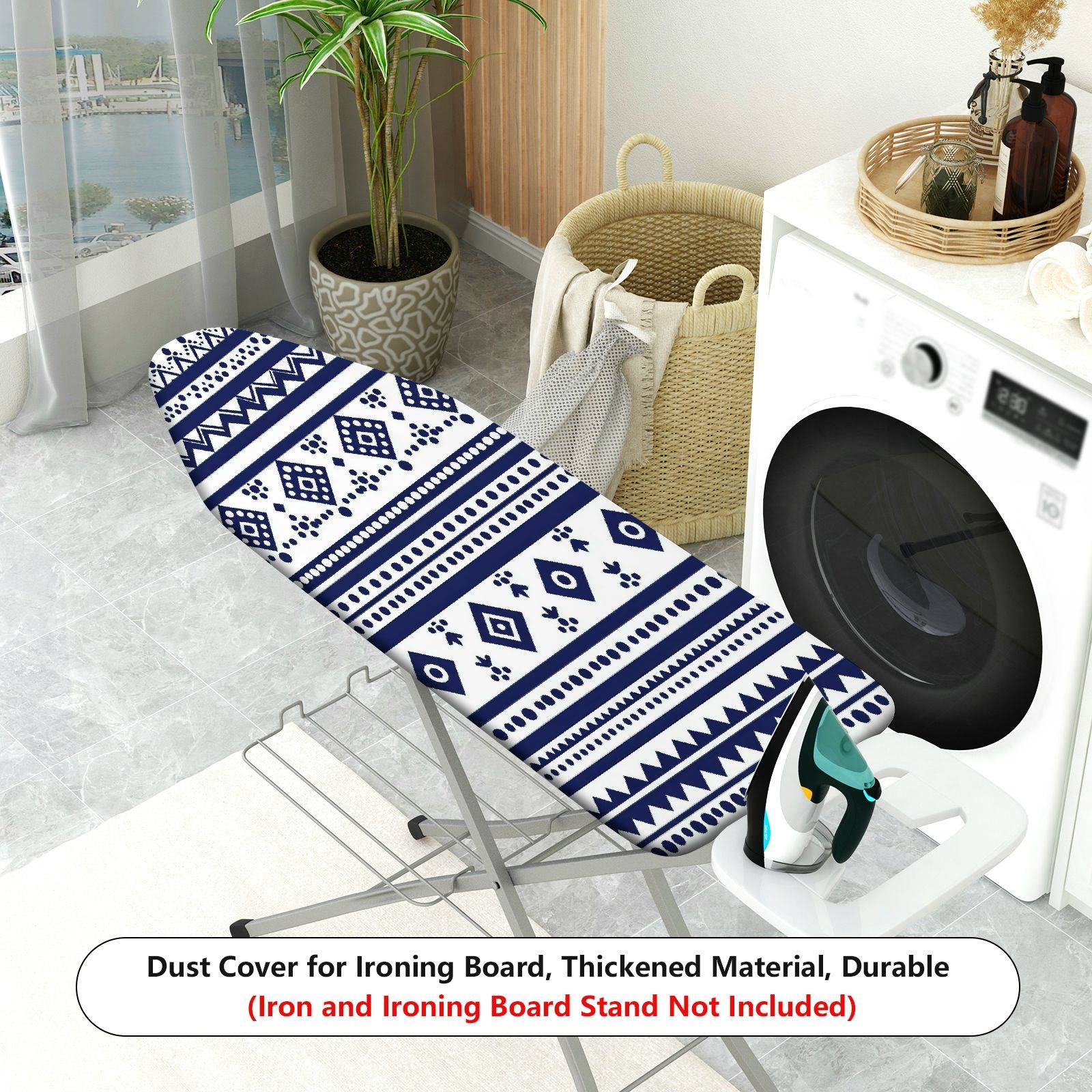 1-Piece Geometric Pattern Striped Blue  Ironing Board Cover, Universal Size, Without Board