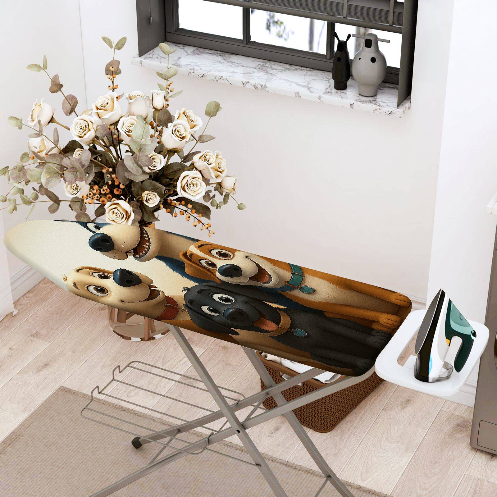 1-Piece Dogs  Animals  Ironing Board Cover, Universal Size, Without Board