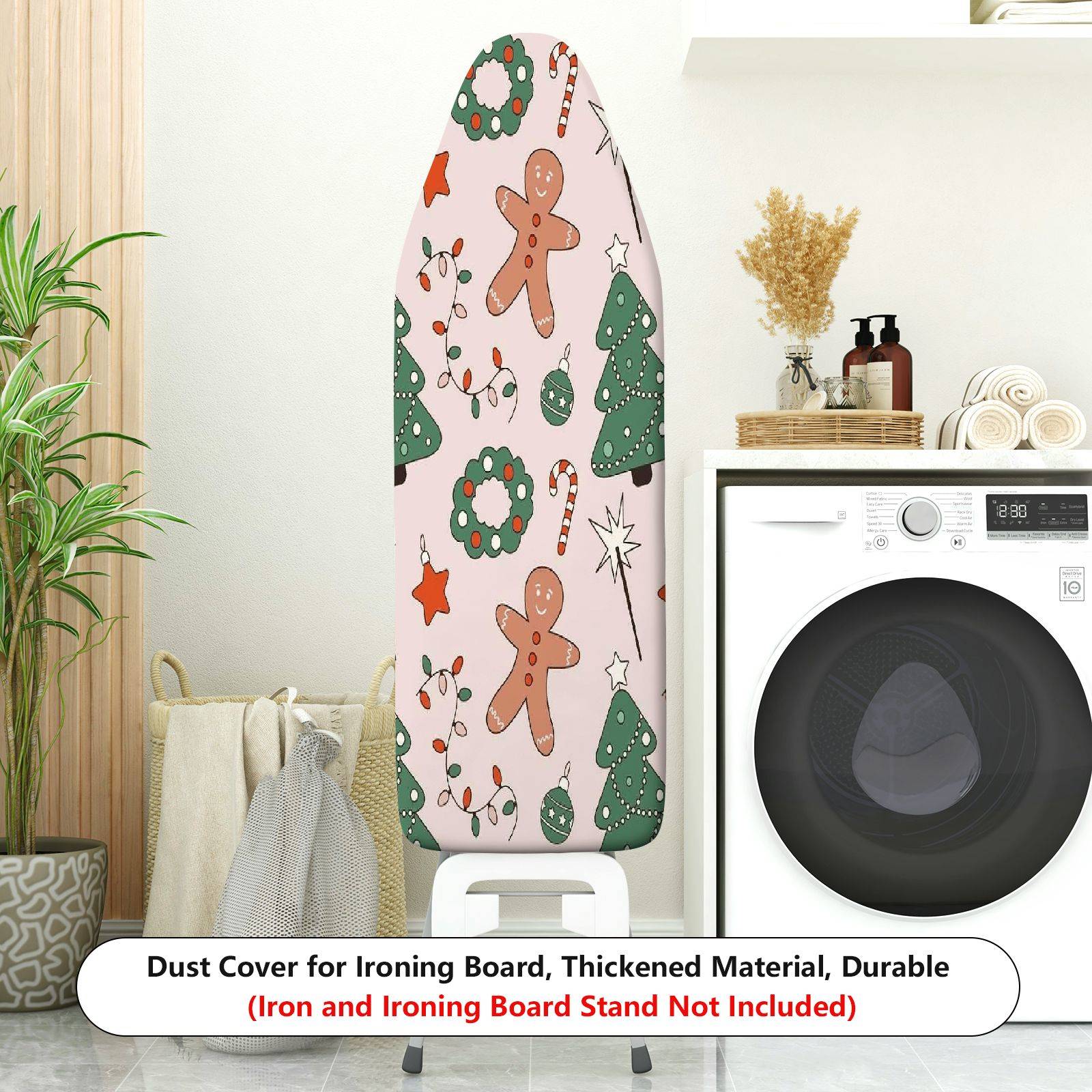 1-Piece Gingerbread Christmas Tree Candy Cane  Ironing Board Cover, Universal Size, Without Board