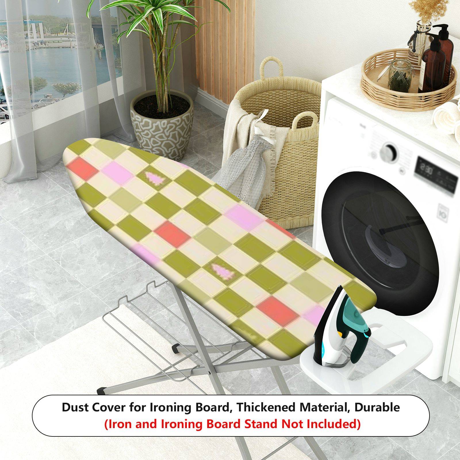 1-Piece Checkered Christmas Tree Pattern Pastel Color  Ironing Board Cover, Universal Size, Without Board