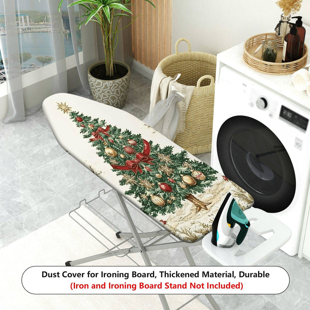 1-Piece Christmas Tree Red Bow Green Ornament  Ironing Board Cover, Universal Size, Without Board