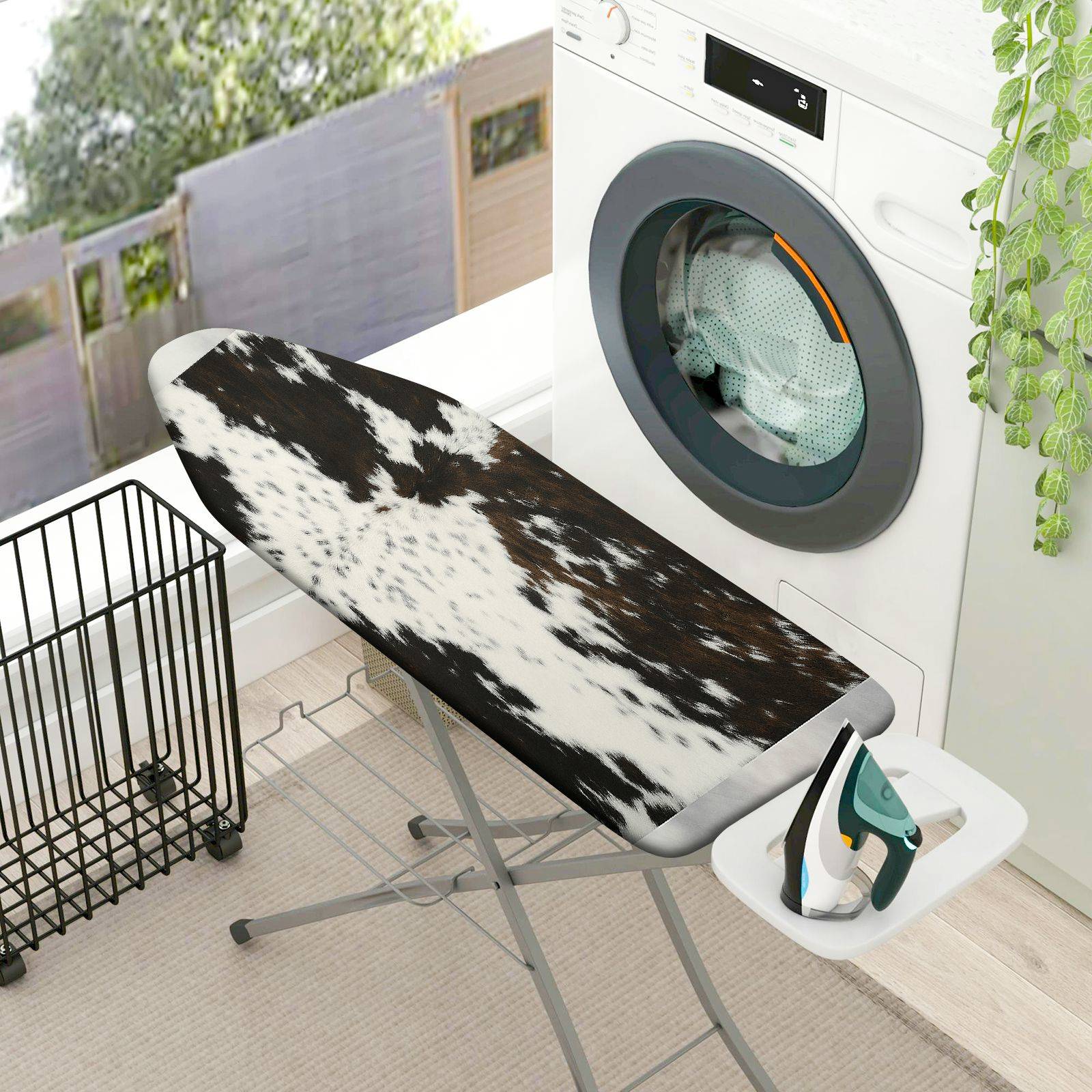 1-Piece Animal Print Faux Fur Black And White  Ironing Board Cover, Universal Size, Without Board