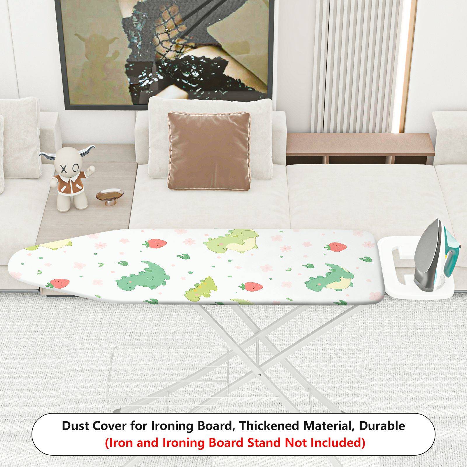 1-Piece Dinosaur Strawberry Floral  Ironing Board Cover, Universal Size, Without Board