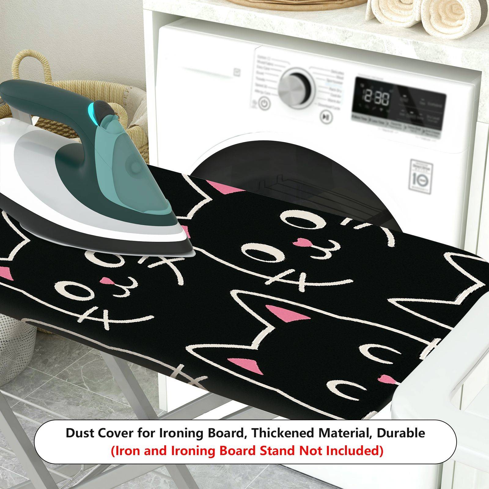 1-Piece Cat Black  Pattern  Ironing Board Cover, Universal Size, Without Board