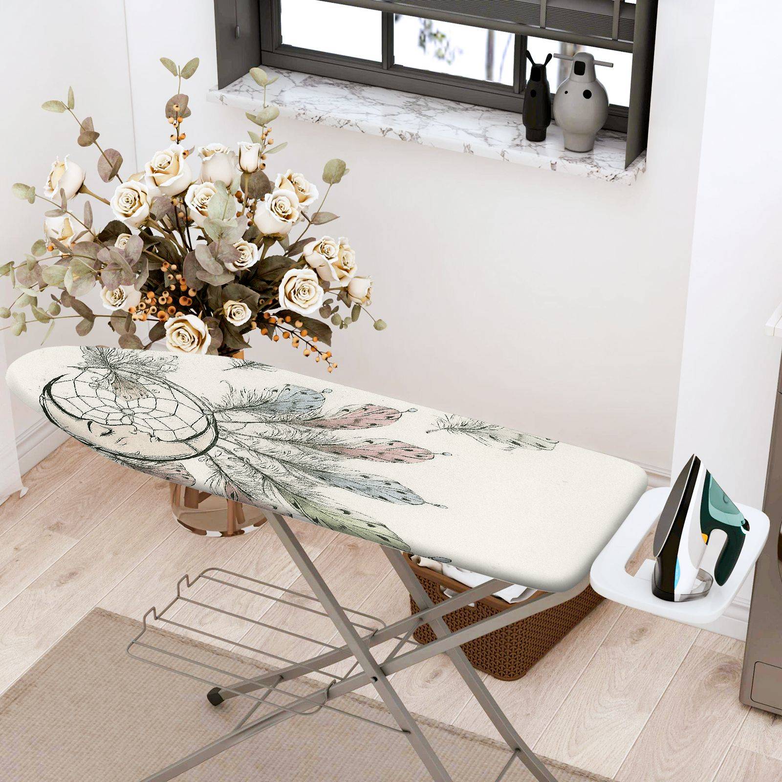 1-Piece Dreamcatcher Feather Bohemian  Ironing Board Cover, Universal Size, Without Board