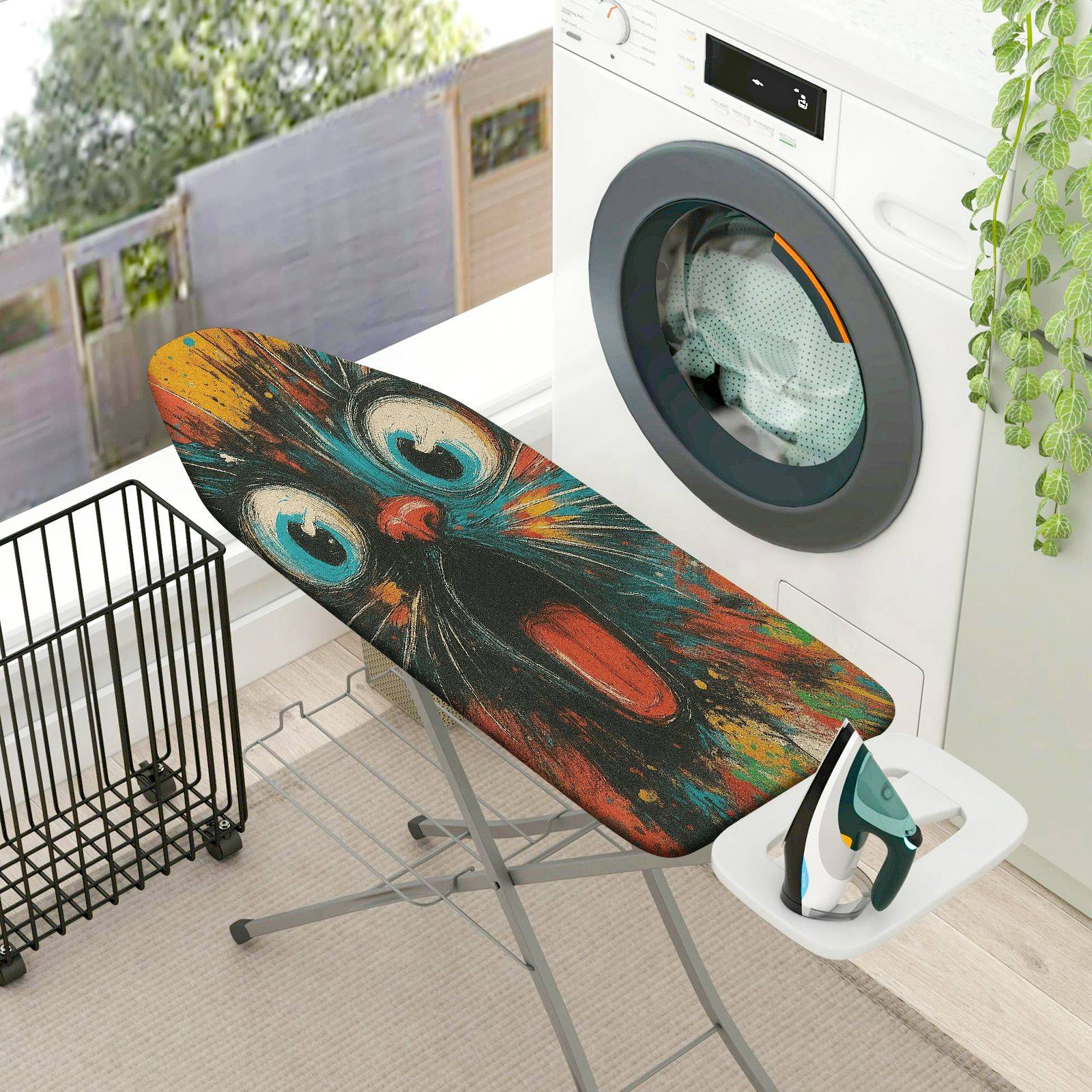 1-Piece Cat Art Colorful Abstract  Ironing Board Cover, Universal Size, Without Board