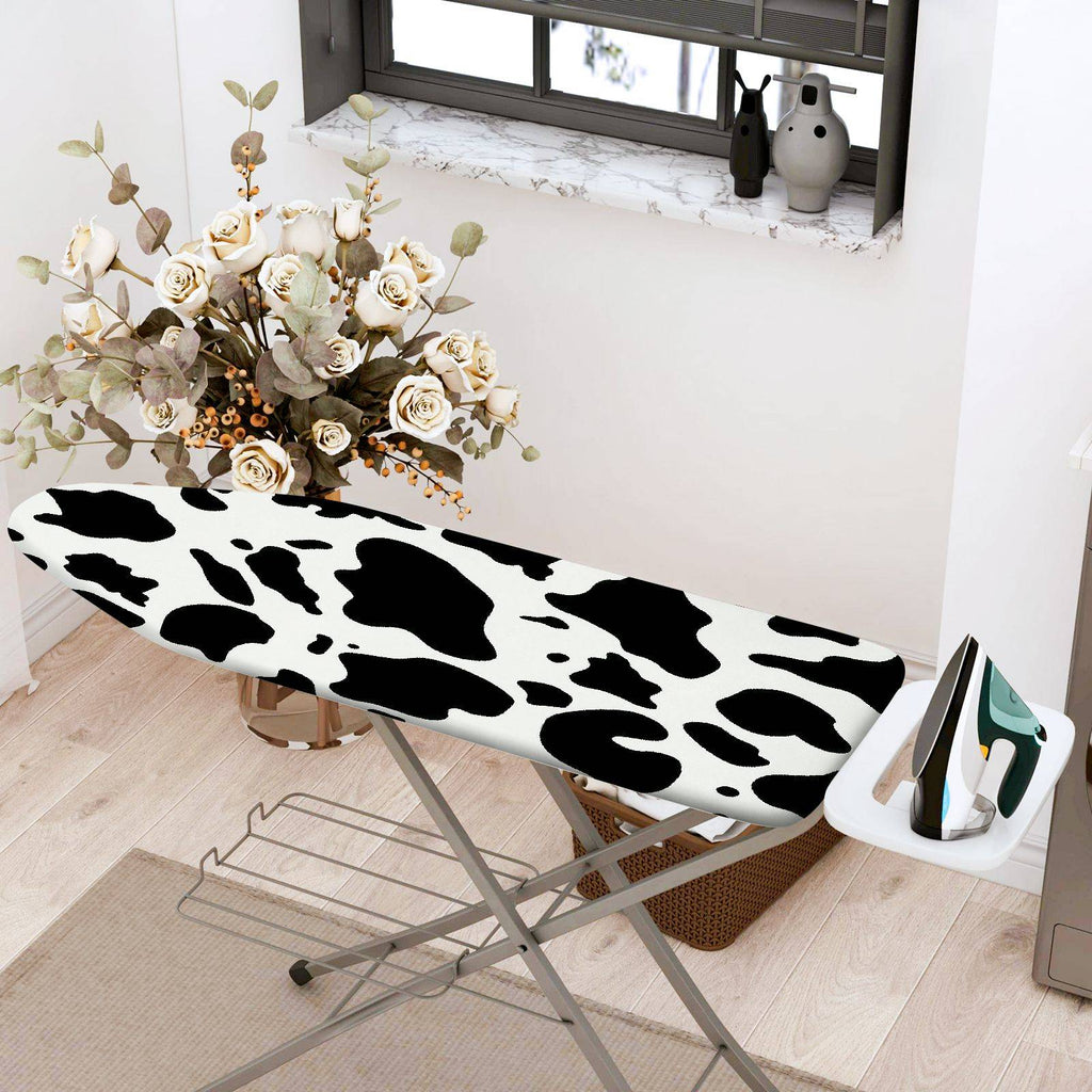 1-Piece Cow Print Pattern Black and White Animal  Ironing Board Cover, Universal Size, Without Board