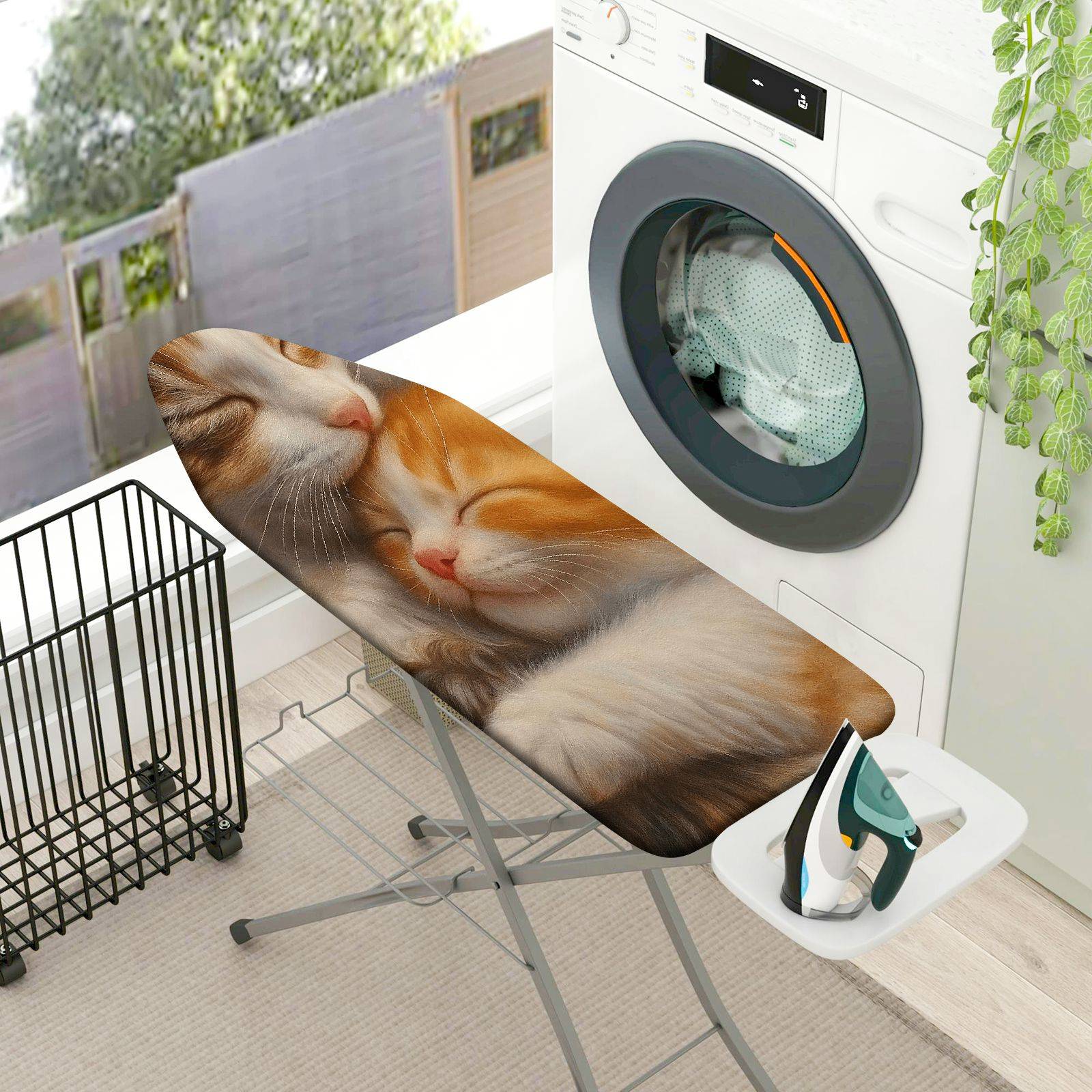 1-Piece Cat Kitten Sleeping  Ironing Board Cover, Universal Size, Without Board