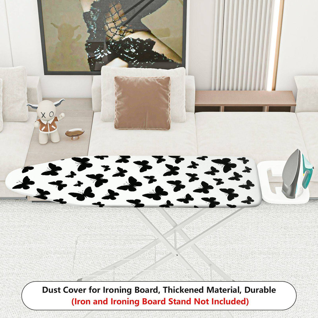 1-Piece Butterfly Pattern Black And White Elegant  Ironing Board Cover, Universal Size, Without Board