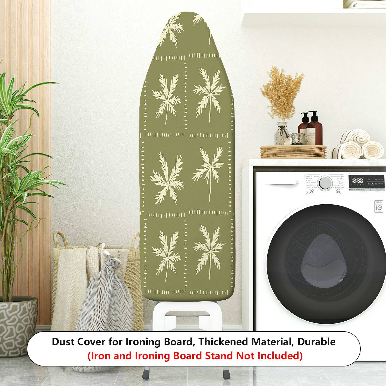 1-Piece Tropical Palm Leaf Green  Ironing Board Cover, Universal Size, Without Board