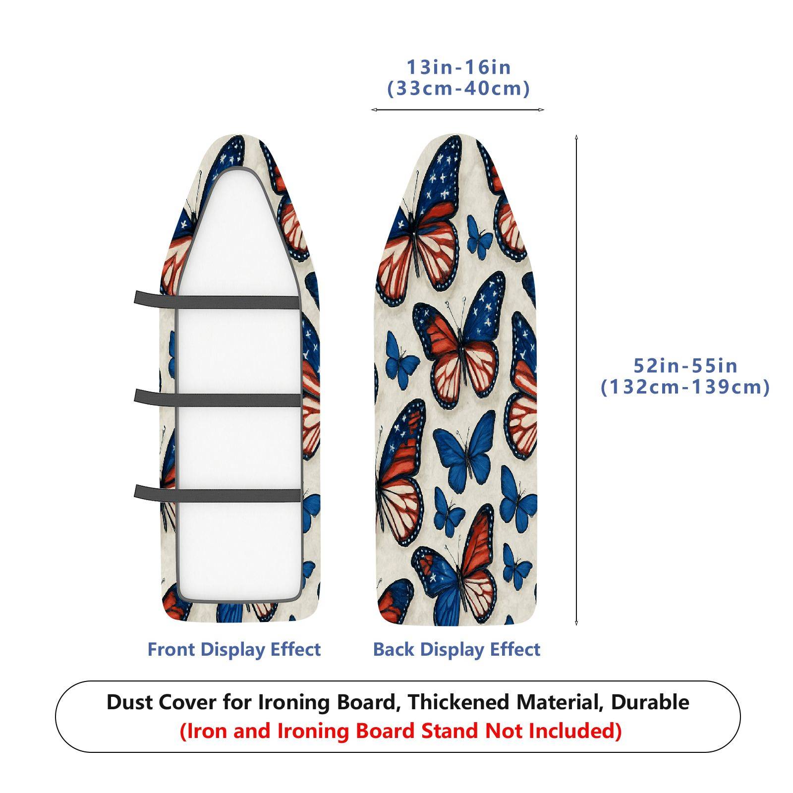 1-Piece Butterfly Stars Pattern Blue Red  Ironing Board Cover, Universal Size, Without Board
